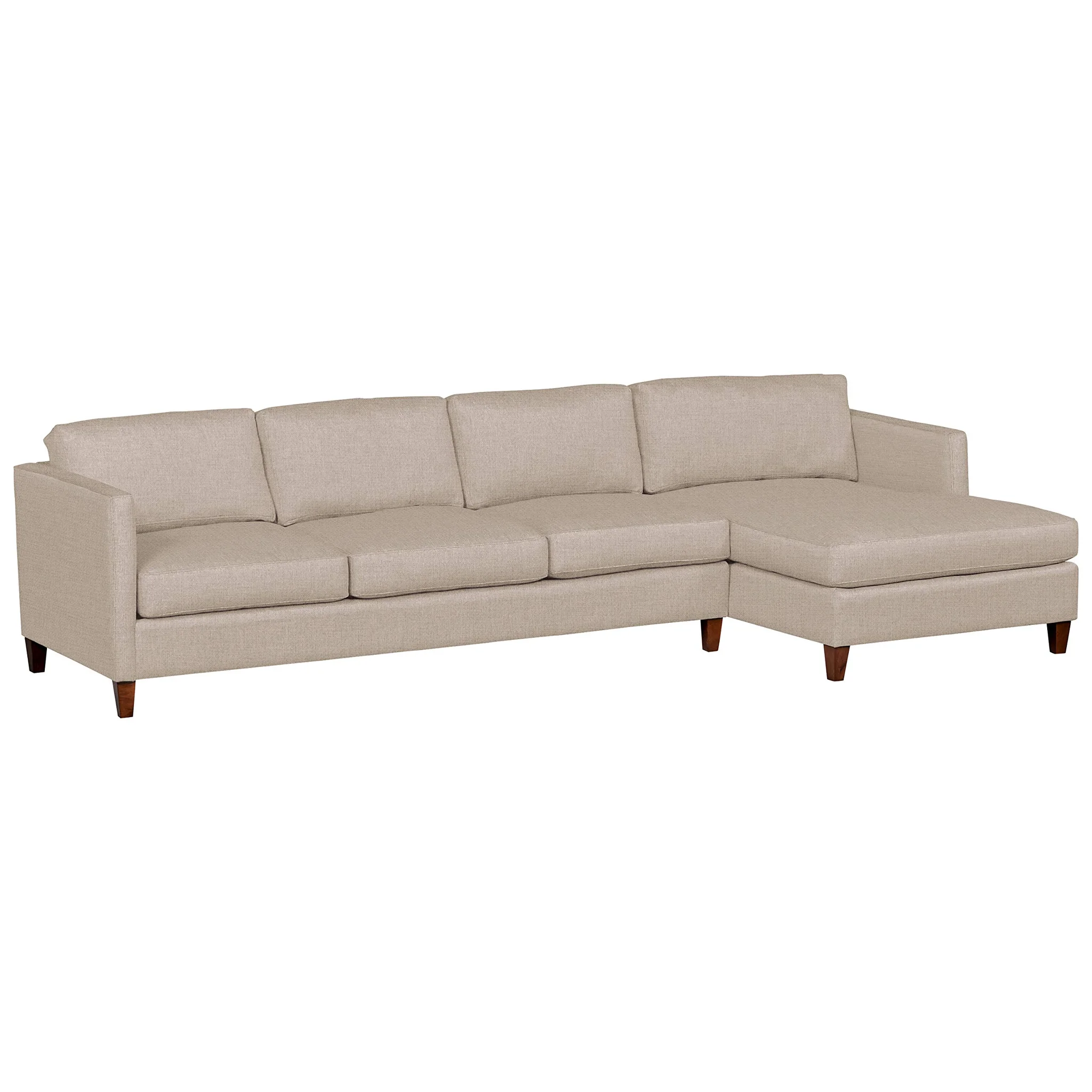 Modern Sectional Sofa with Right Chaise Lounge – Beige Linen Fabric