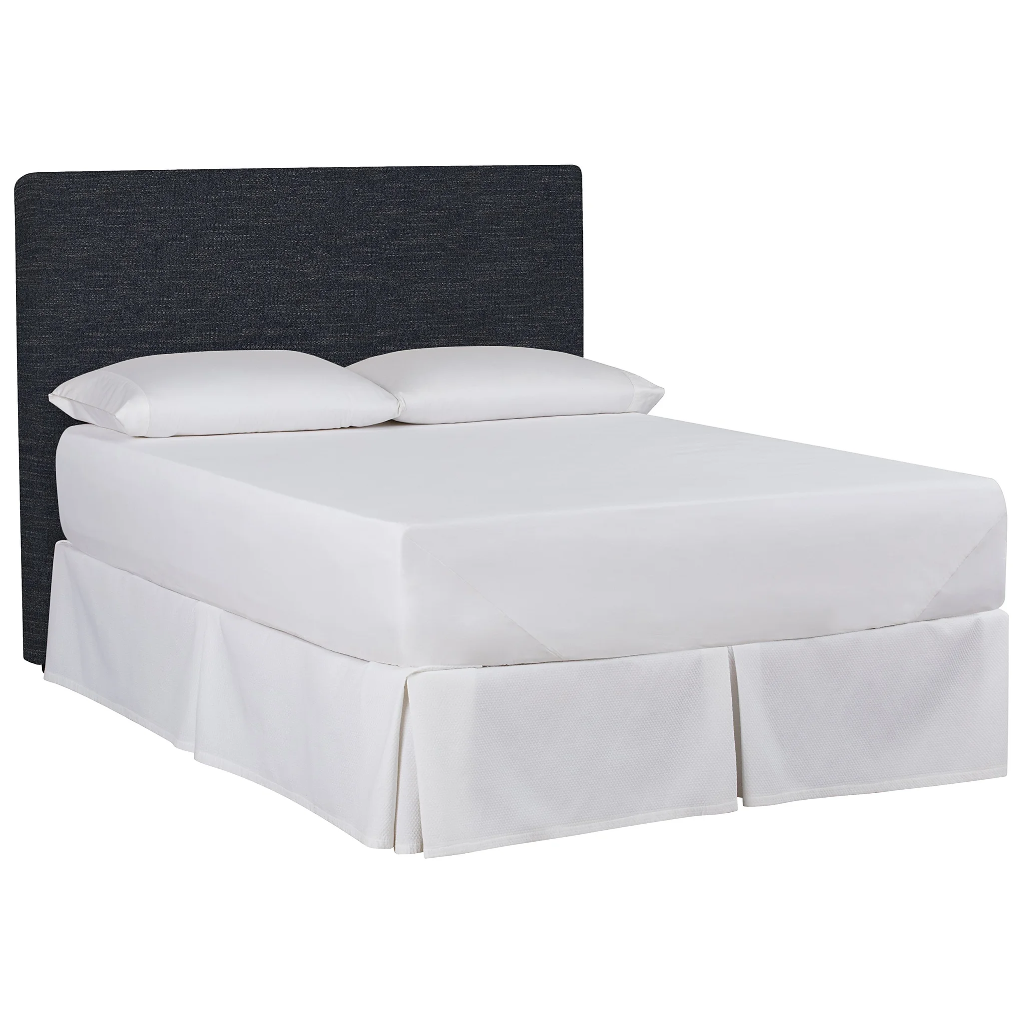 Modern Upholstered Queen Bed with Dark Linen Headboard