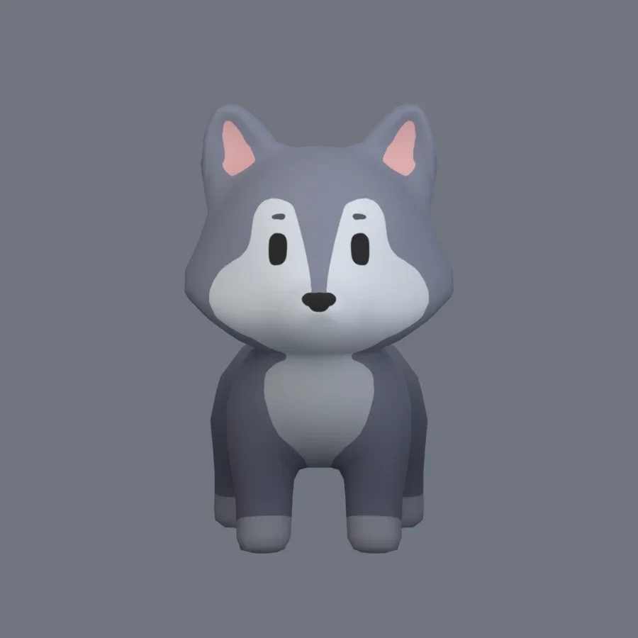 Stylized Animal Wolf, 3D model preview 1
