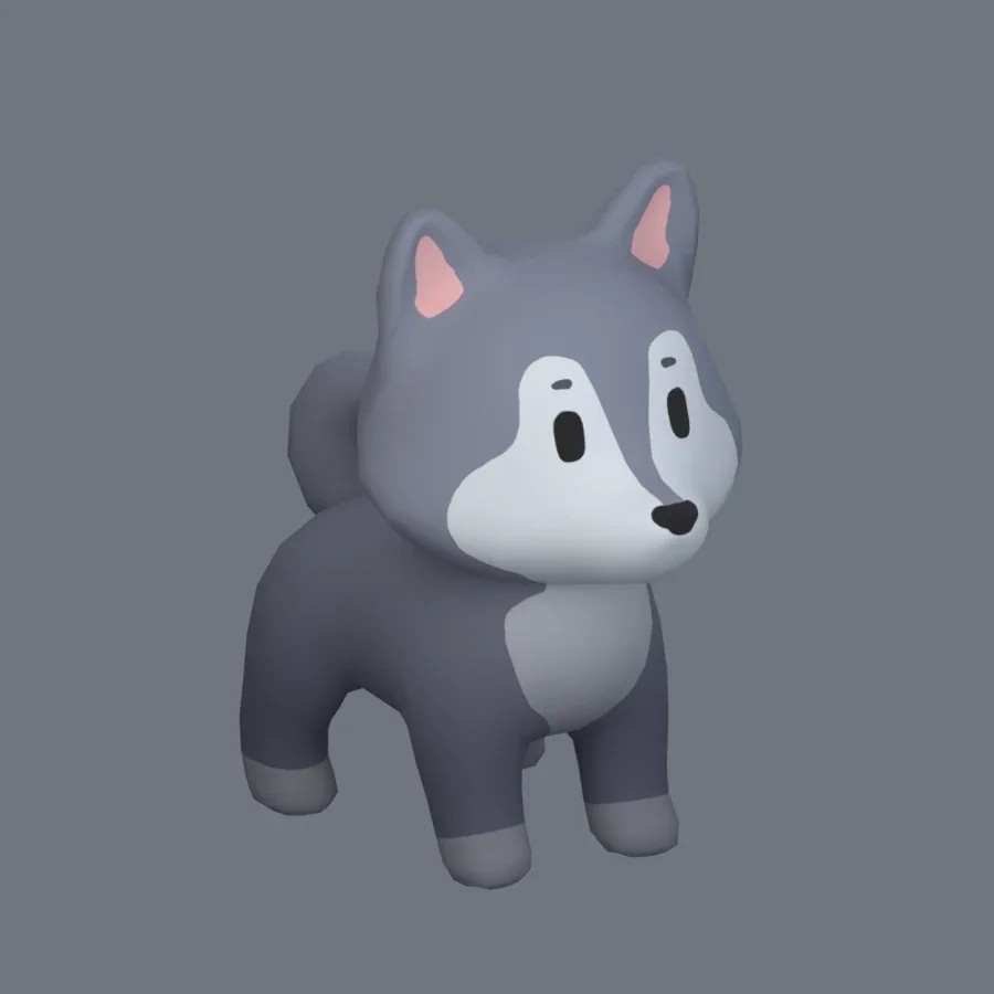 Stylized Animal Wolf, 3D model preview 2