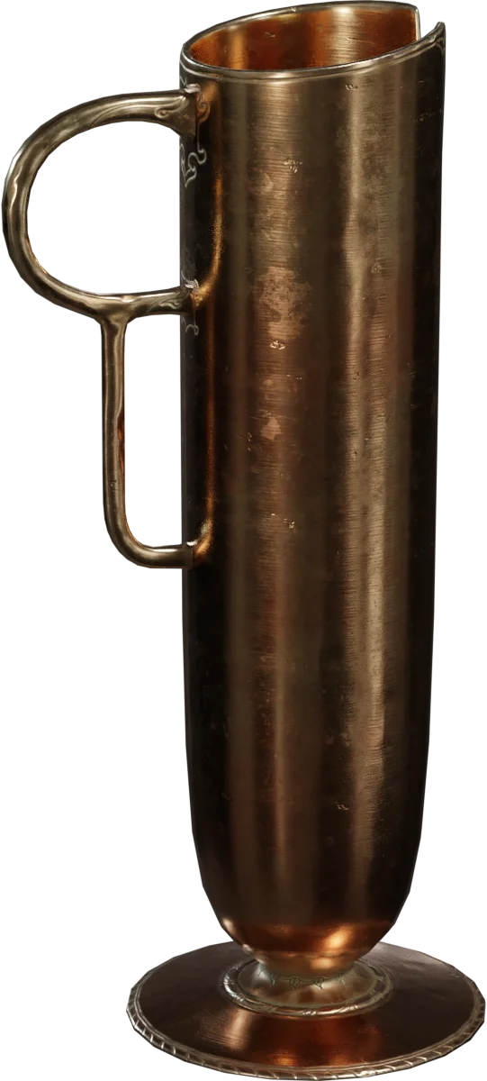 Antique Brass Pitcher with Handle and Pedestal Base