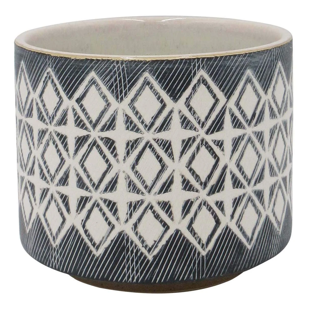 Geometric Ceramic Planter Pot with Diamond Pattern