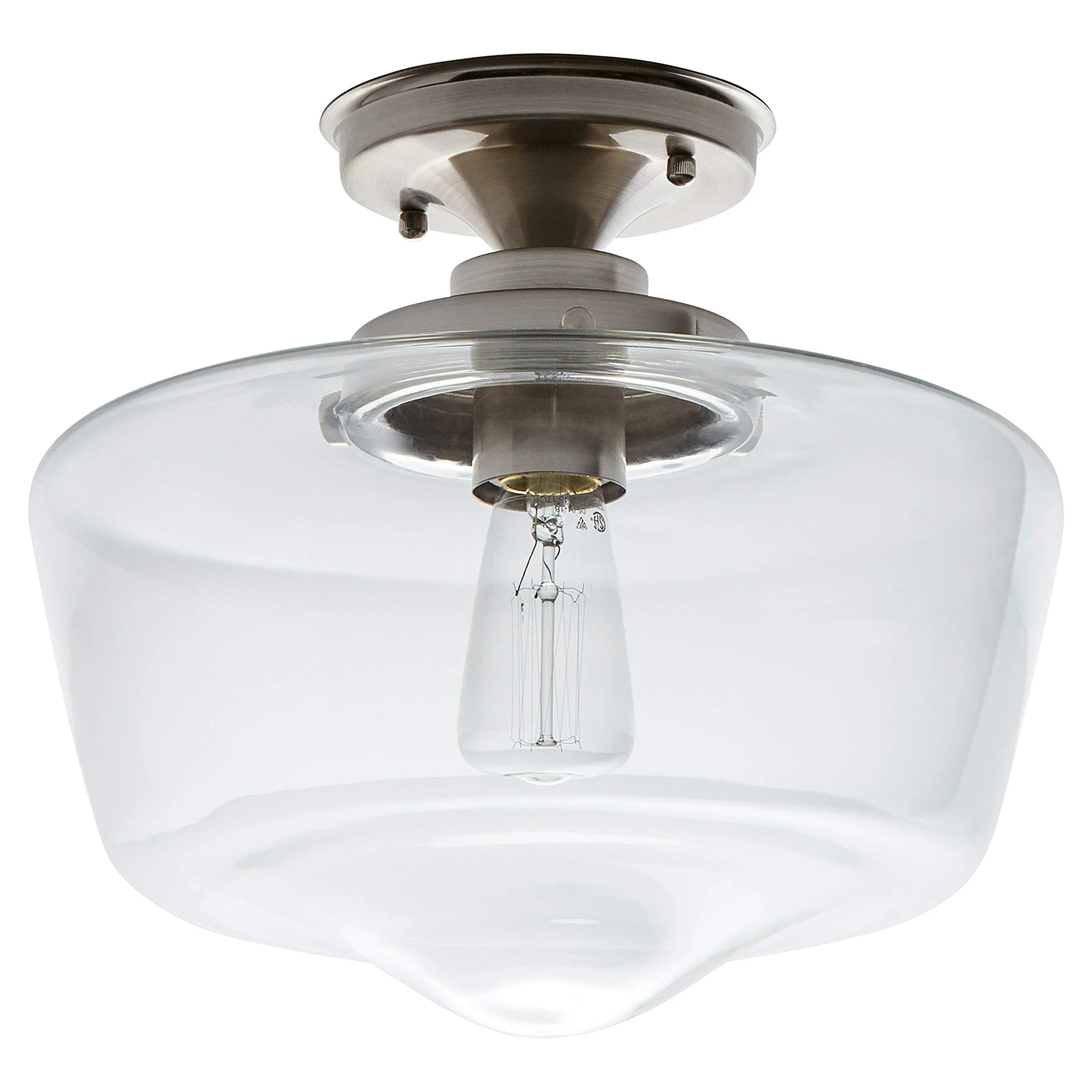 Schoolhouse Semi-Flush Mount Ceiling Light with Clear Glass Shade