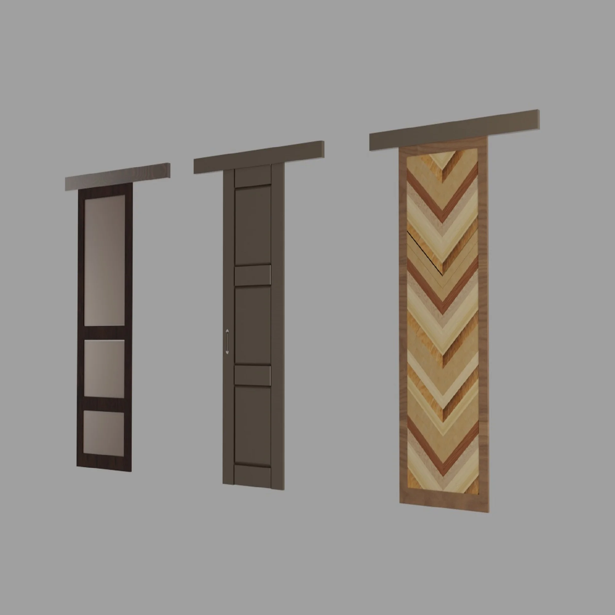 Sliding Door MDF 3 Set, 3D model preview 4