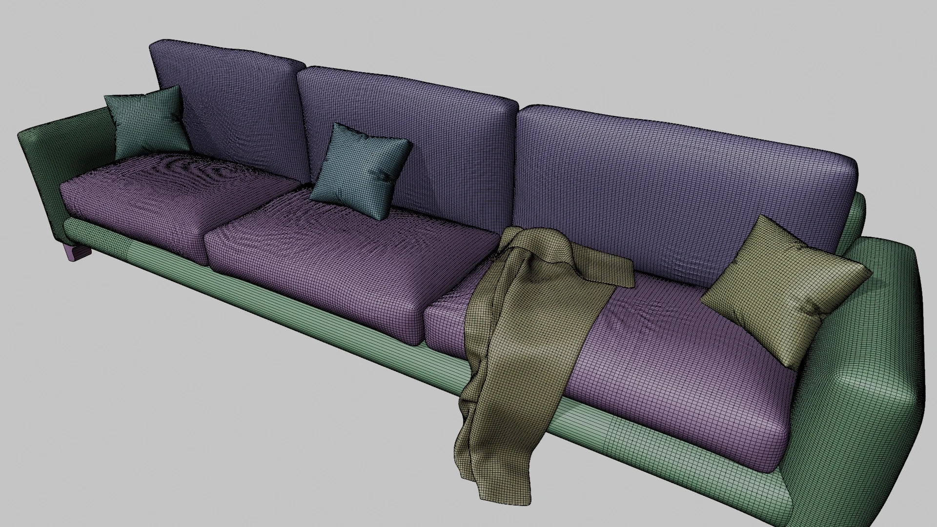 Modern Fabric Sofa, 3D model preview 6