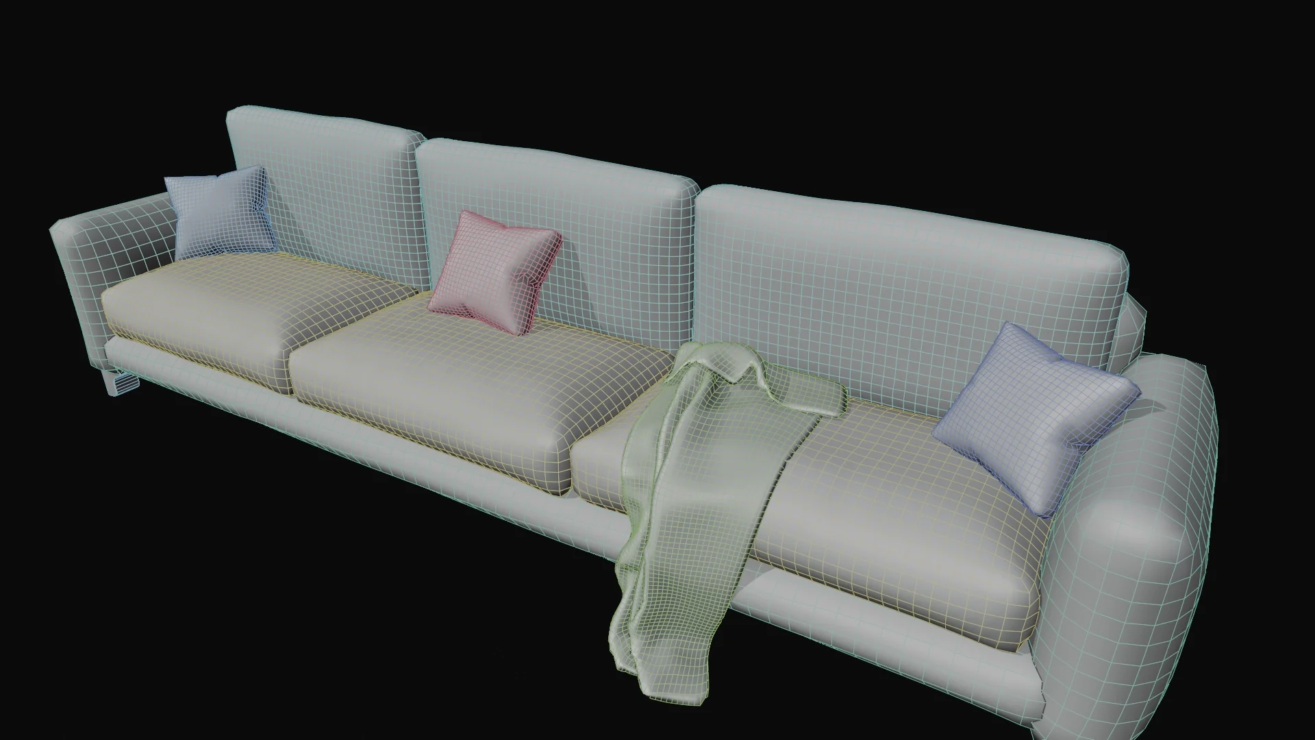 Modern Fabric Sofa, 3D model preview 8
