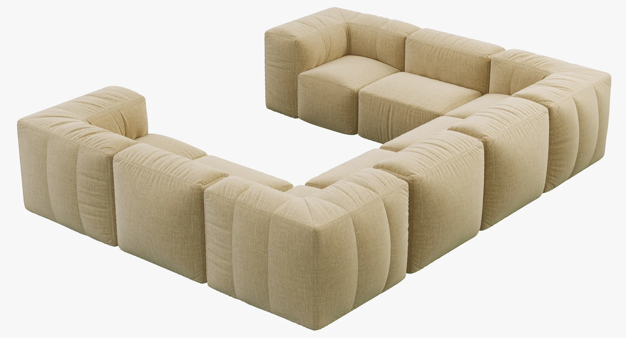 Restoration Hardware Preconfigured Fulham Upholstered U Sofa Sectional — 3D model preview 2