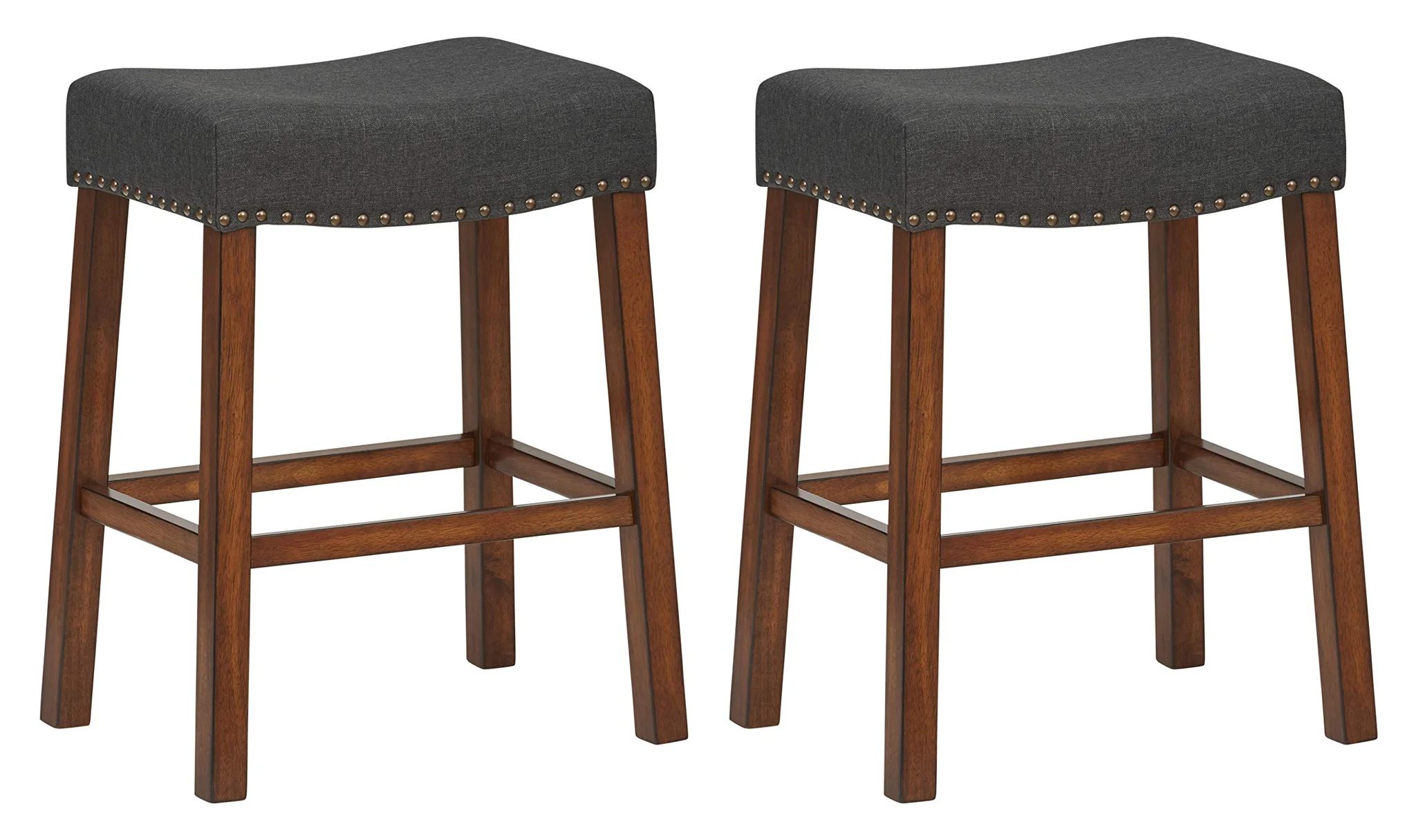 Saddle Counter Stool with Nailhead Trim and Wood Frame