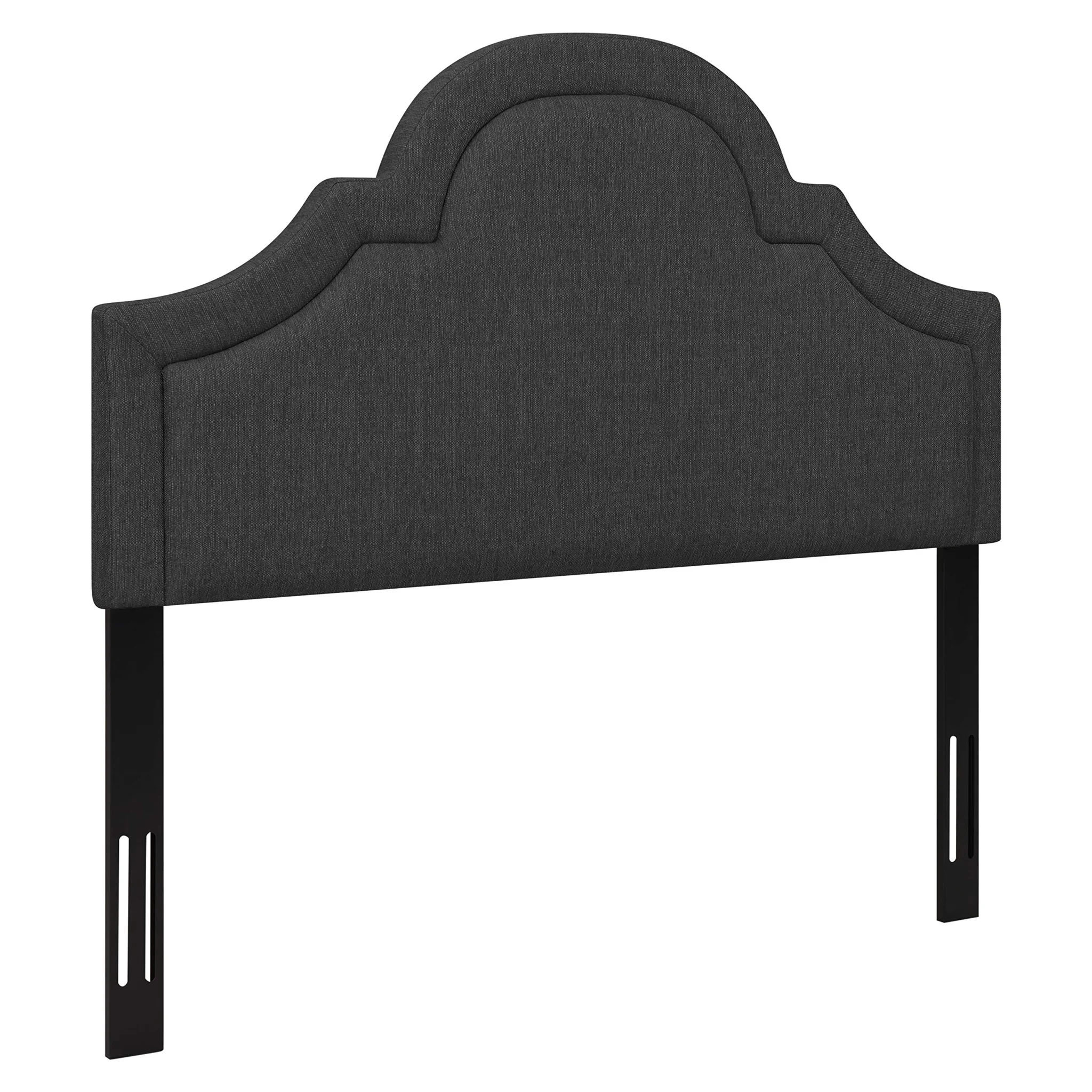 Arched Upholstered Bed Headboard – Charcoal Grey Fabric Queen Size
