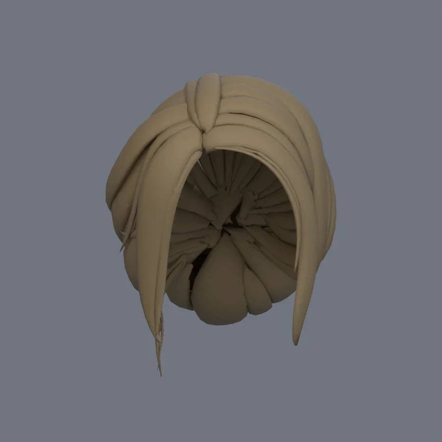 Girl Hairstyle 04, 3D model preview 1