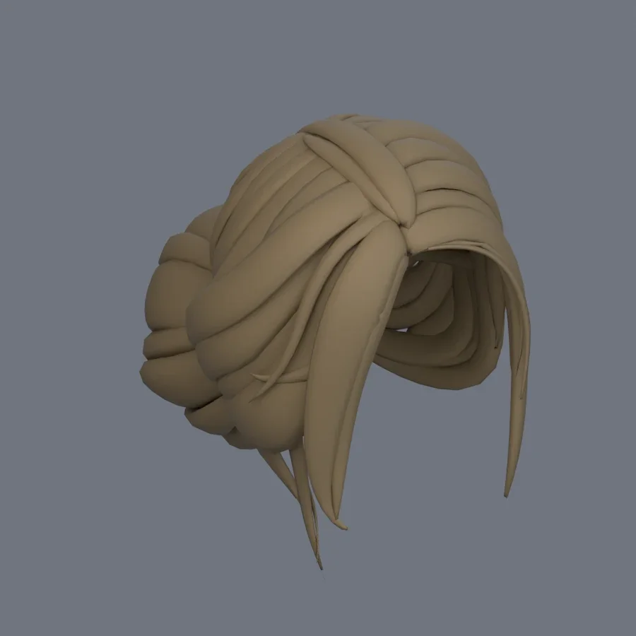 Girl Hairstyle 04, 3D model preview 2