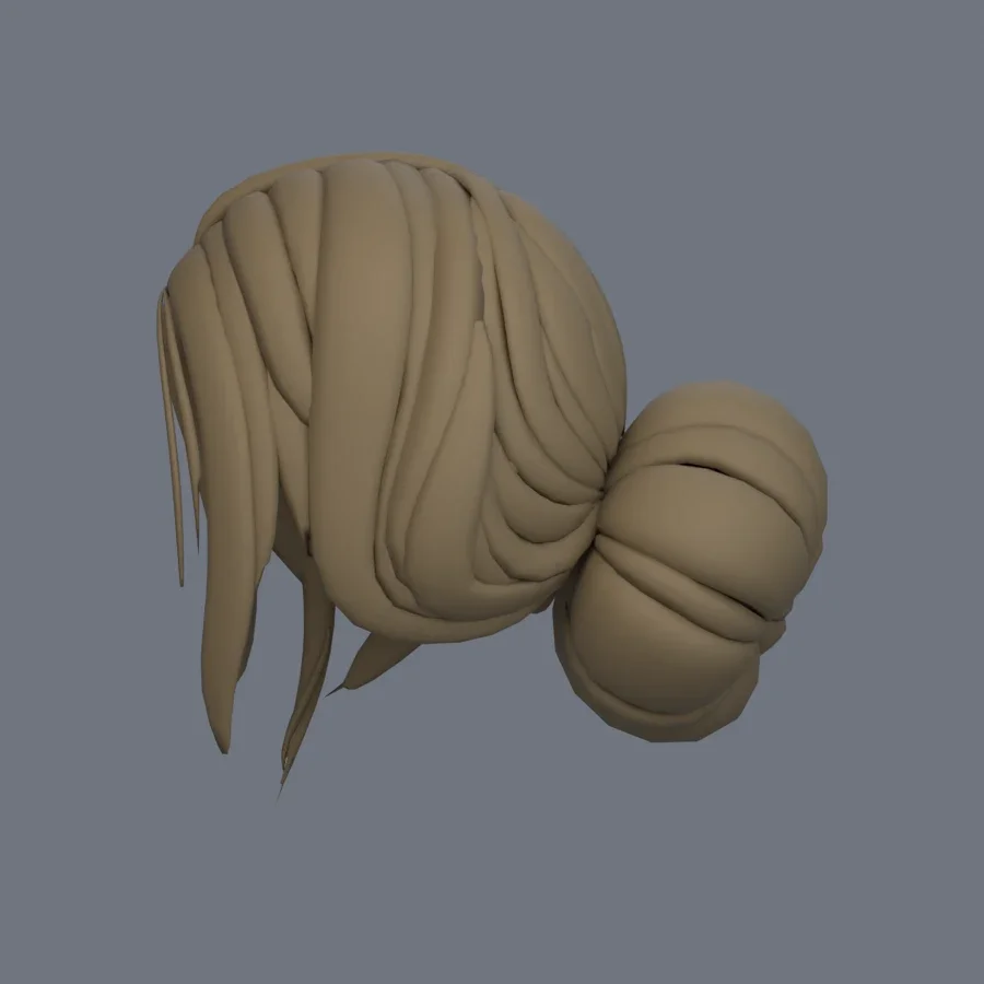 Girl Hairstyle 04, 3D model preview 3