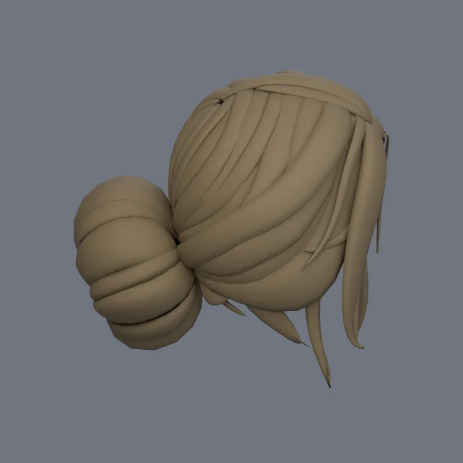 Girl Hairstyle 04, 3D model preview 5