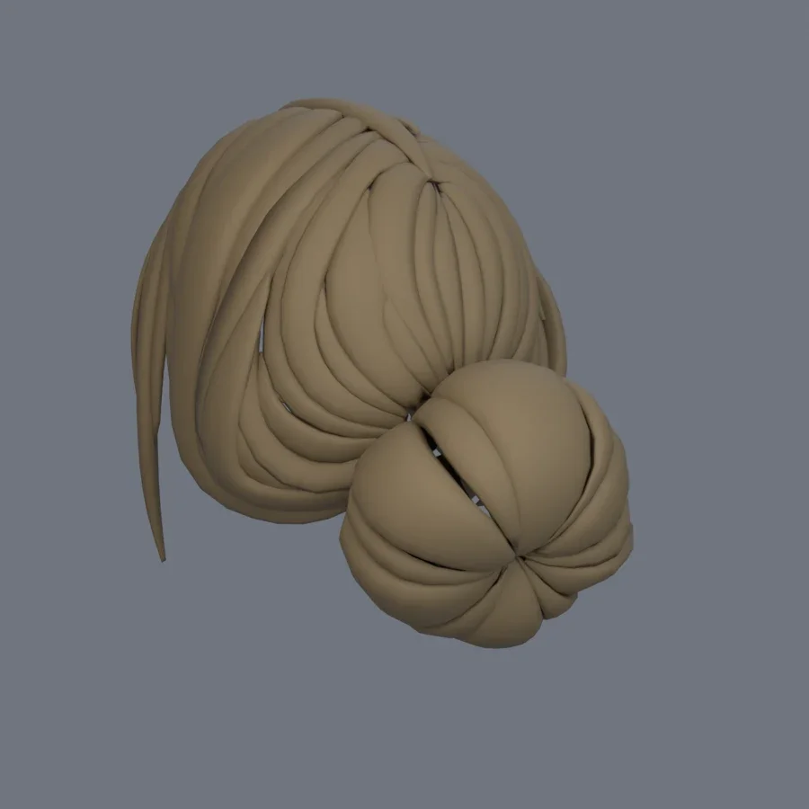 Girl Hairstyle 04, 3D model preview 6