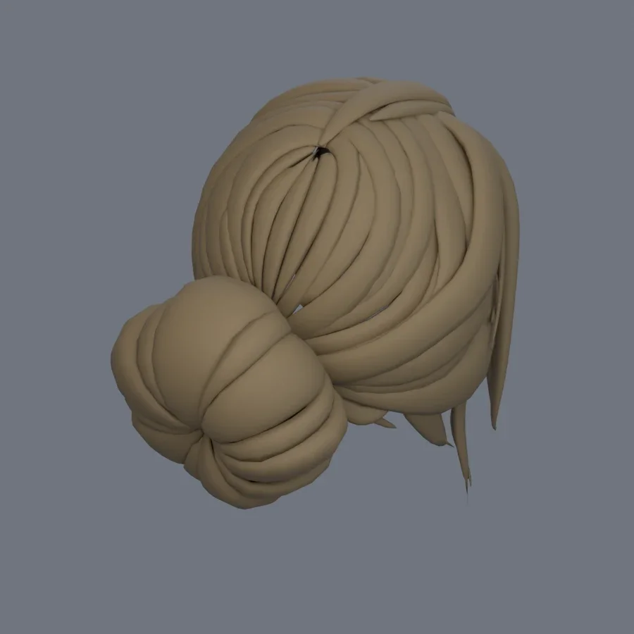 Girl Hairstyle 04, 3D model preview 7