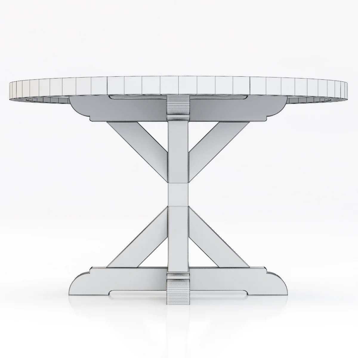 Restoration Hardware Salvaged Wood X Base Dining Table — 3D model preview 1