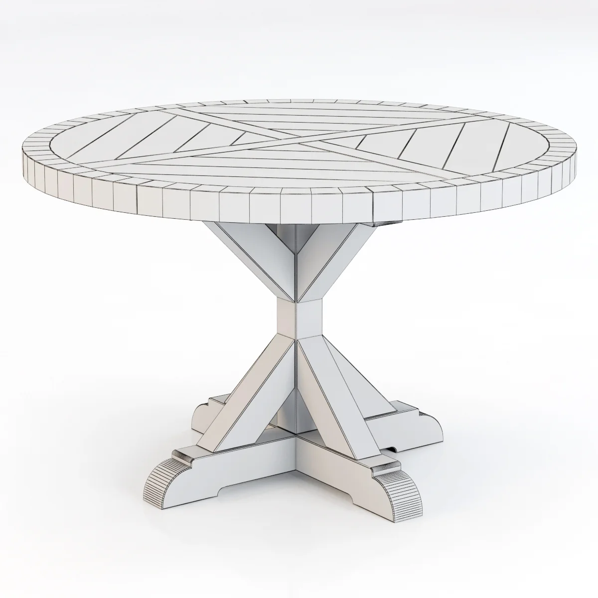 Restoration Hardware Salvaged Wood X Base Dining Table — 3D model preview 5