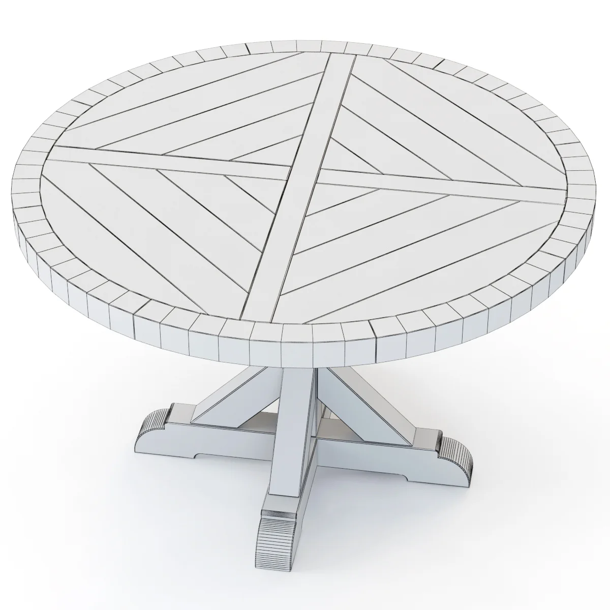 Restoration Hardware Salvaged Wood X Base Dining Table — 3D model preview 7