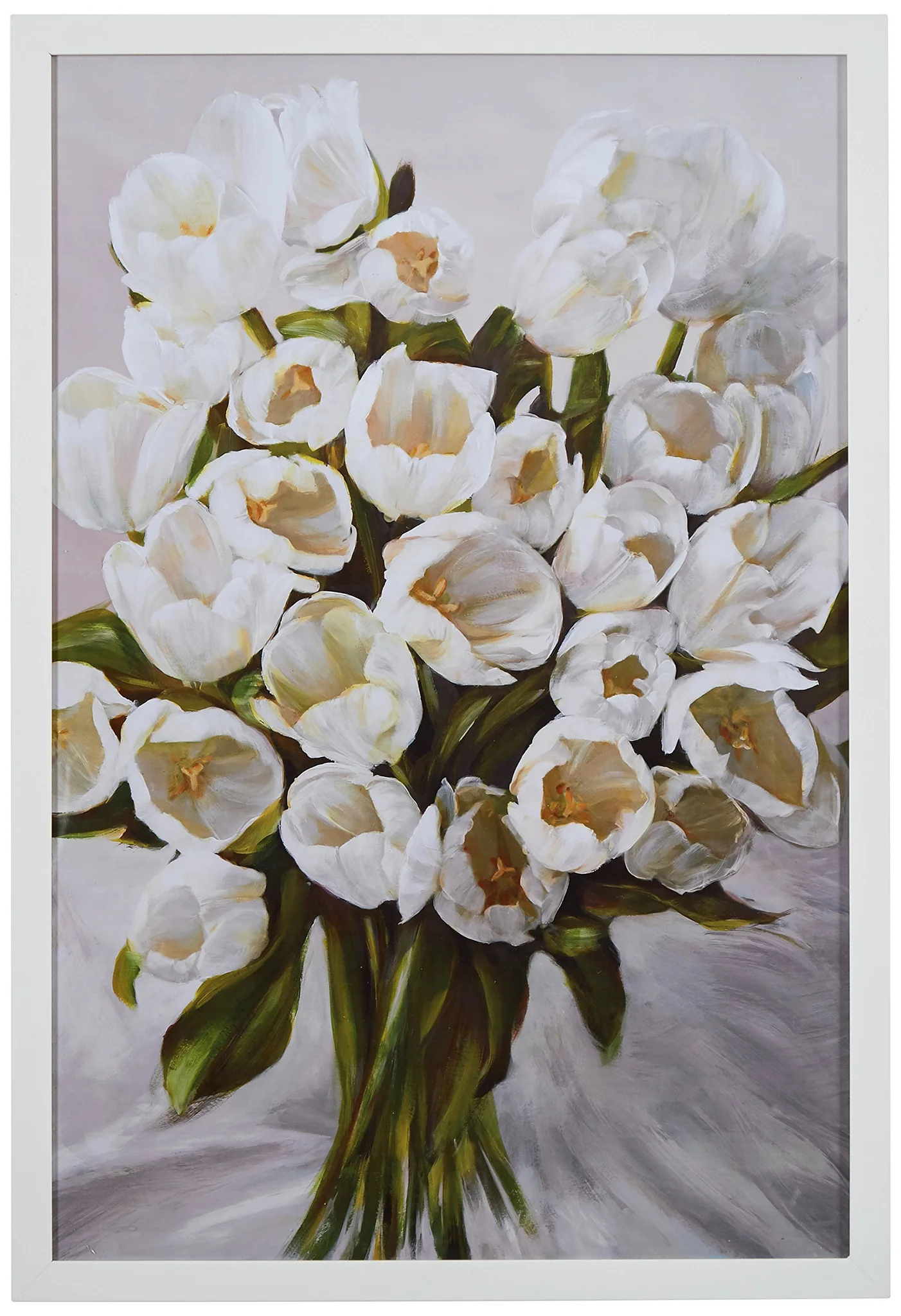Framed White Tulip Bouquet Wall Art Print