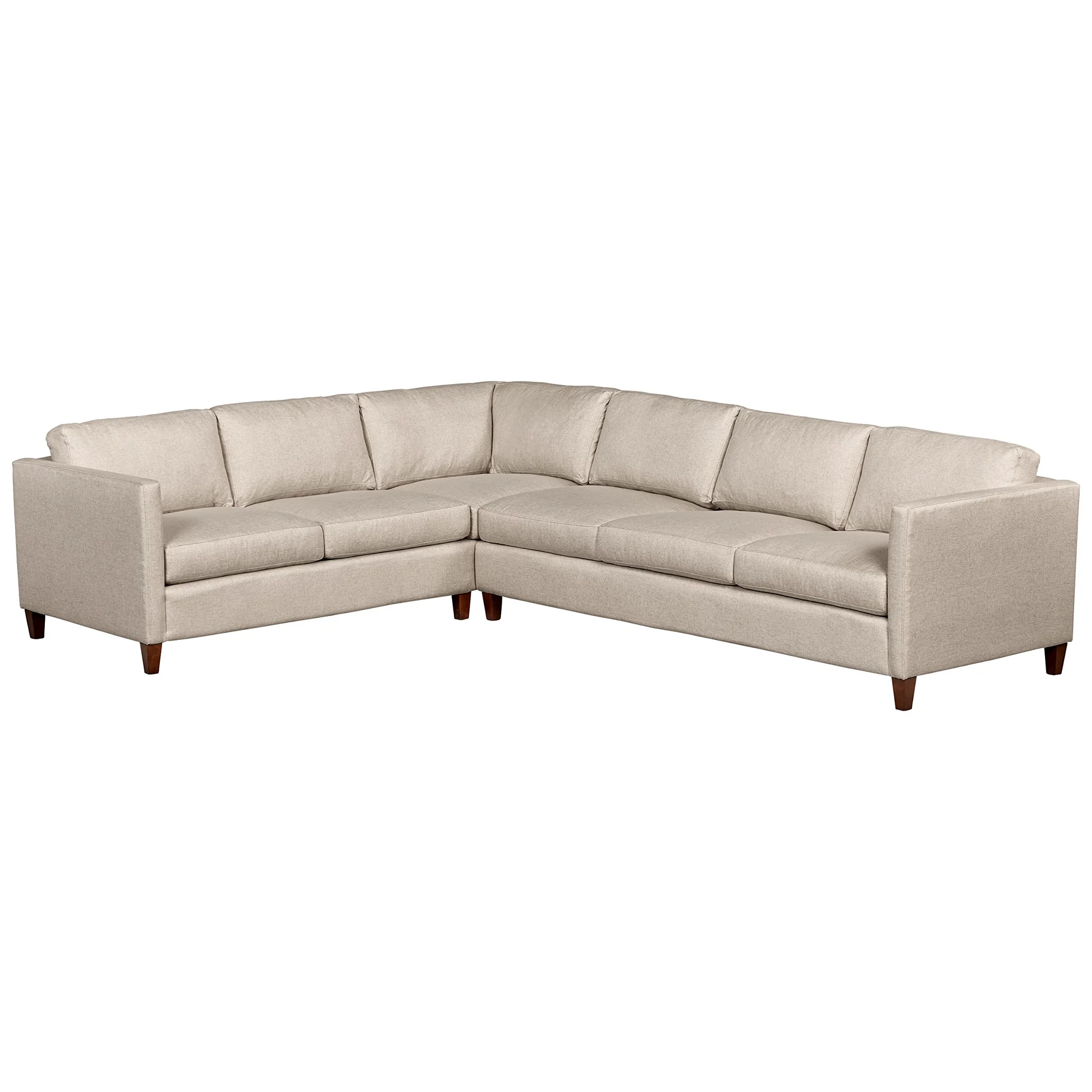 Modern L-Shaped Sectional Sofa with Track Arms – Beige Linen