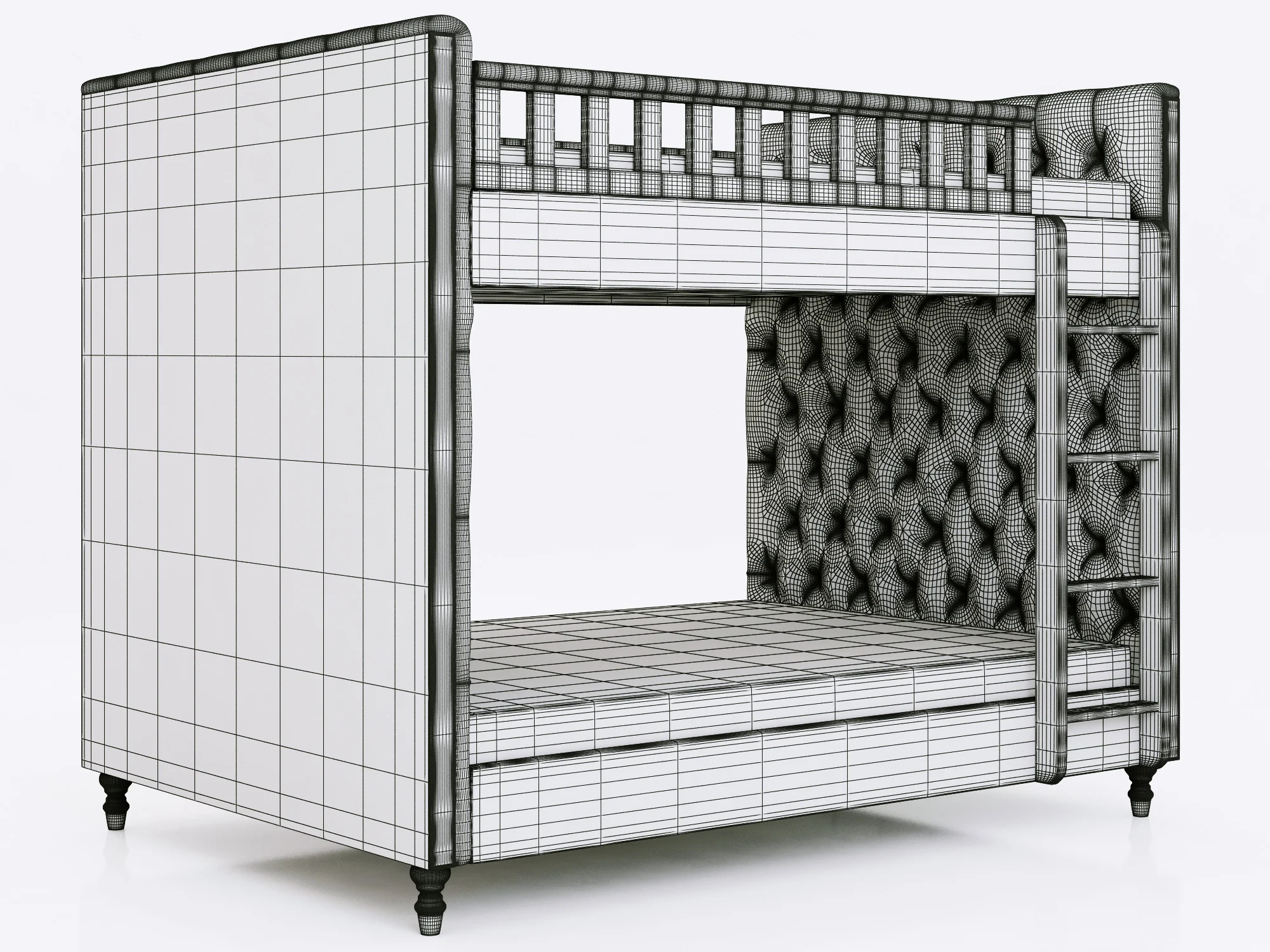 Restoration Hardware Chesterfield Full Over Full Bunk Bed — 3D model preview 6