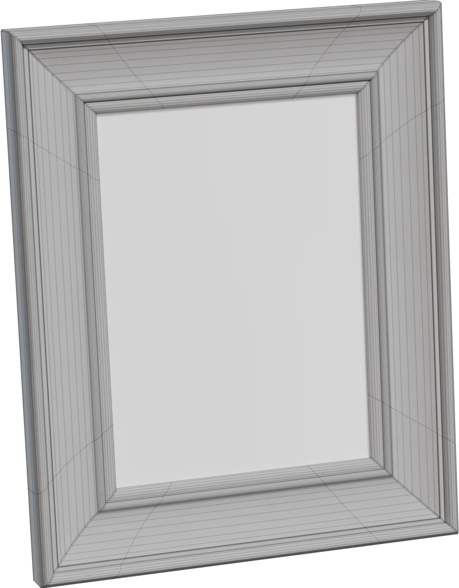 Vintage White Wooden Picture Frame with Beach Photo, 3D model preview 1