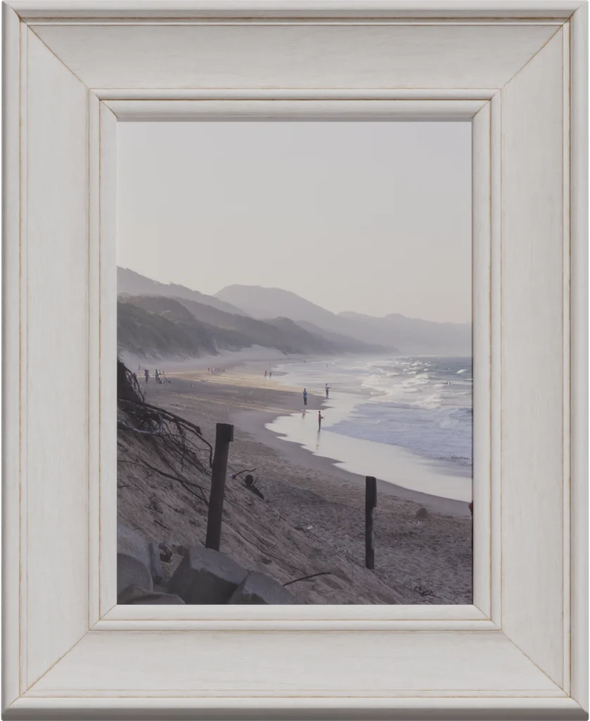 Vintage White Wooden Picture Frame with Beach Photo, 3D model preview 2