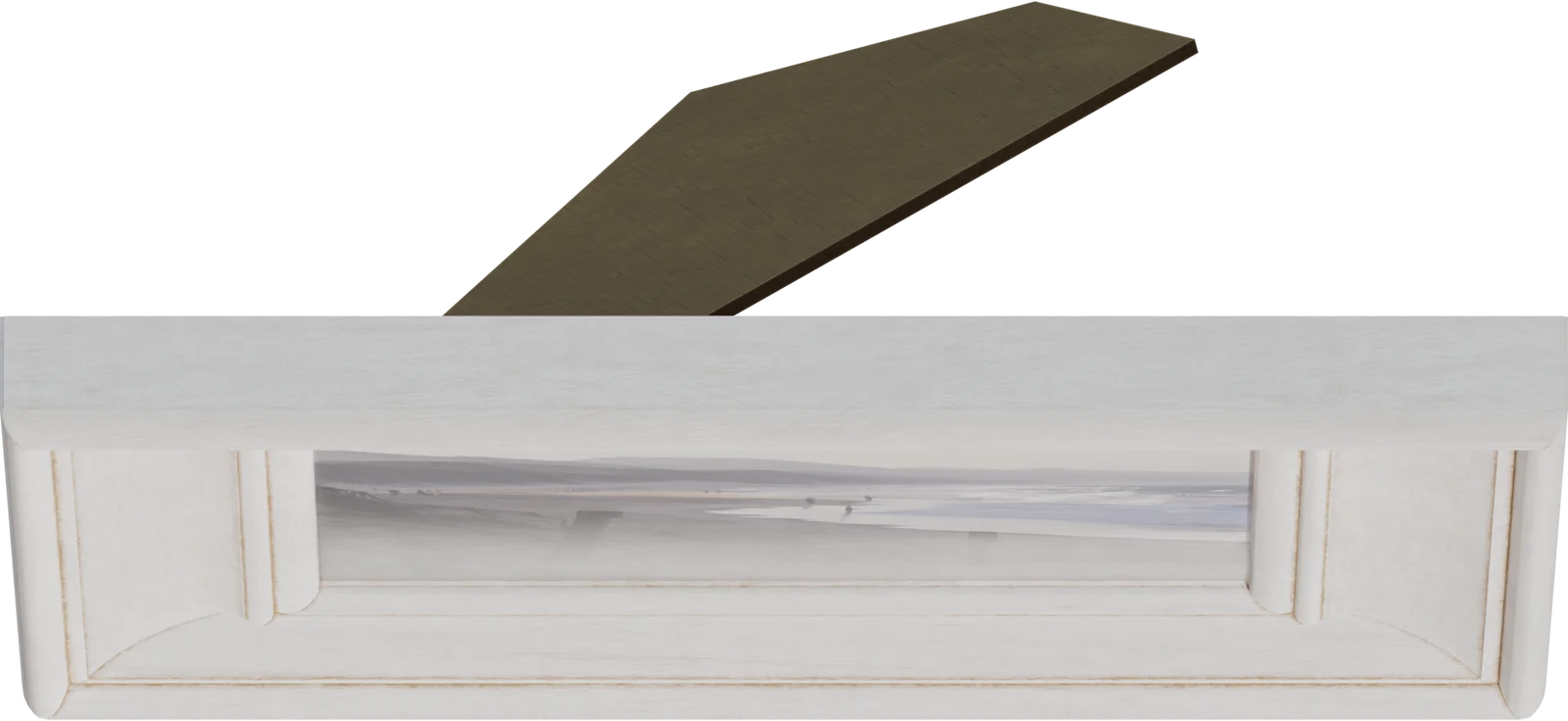 Vintage White Wooden Picture Frame with Beach Photo, 3D model preview 4