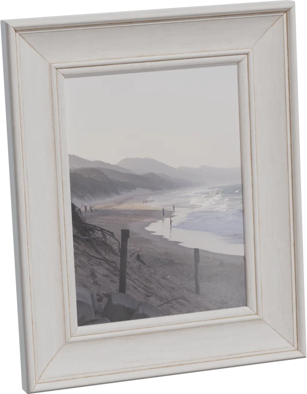 Vintage White Wooden Picture Frame with Beach Photo, 3D model preview 5