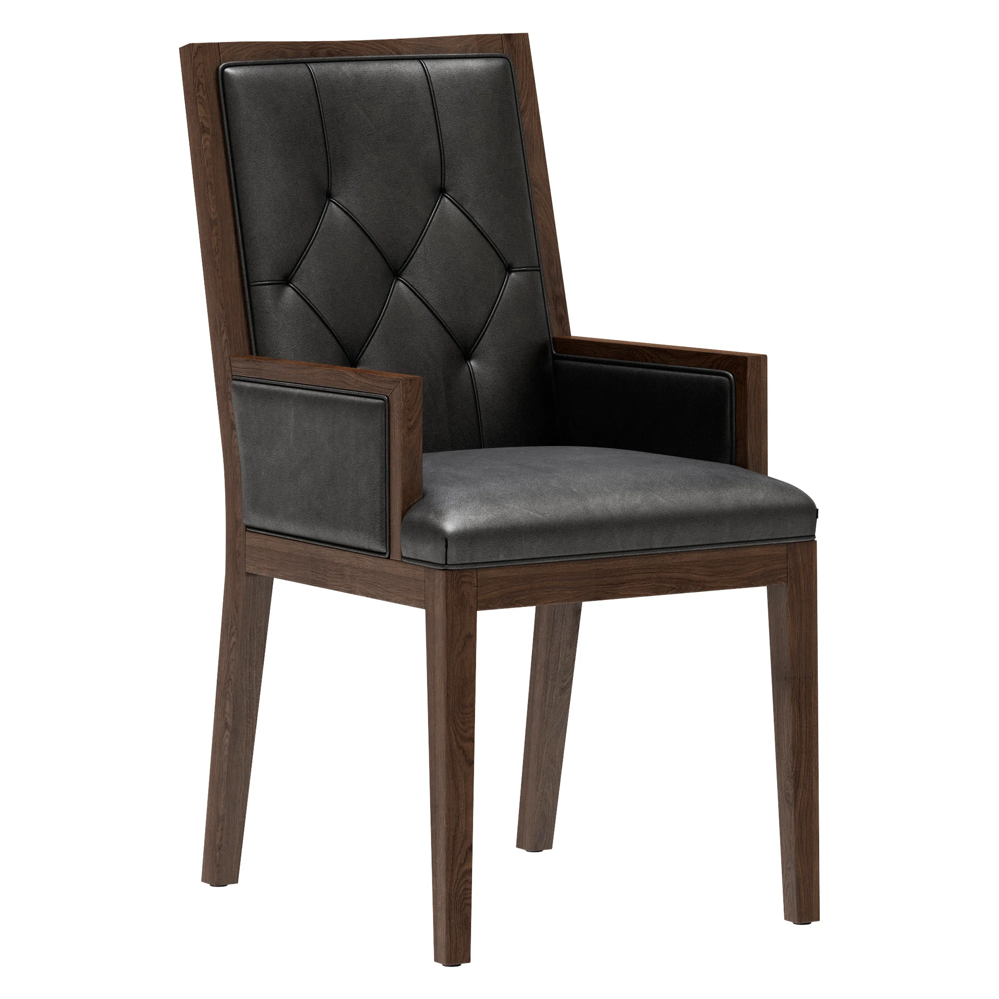 Restoration Hardware French Contemporary Tufted Square Leather Closed Armchair — 3D model preview 1