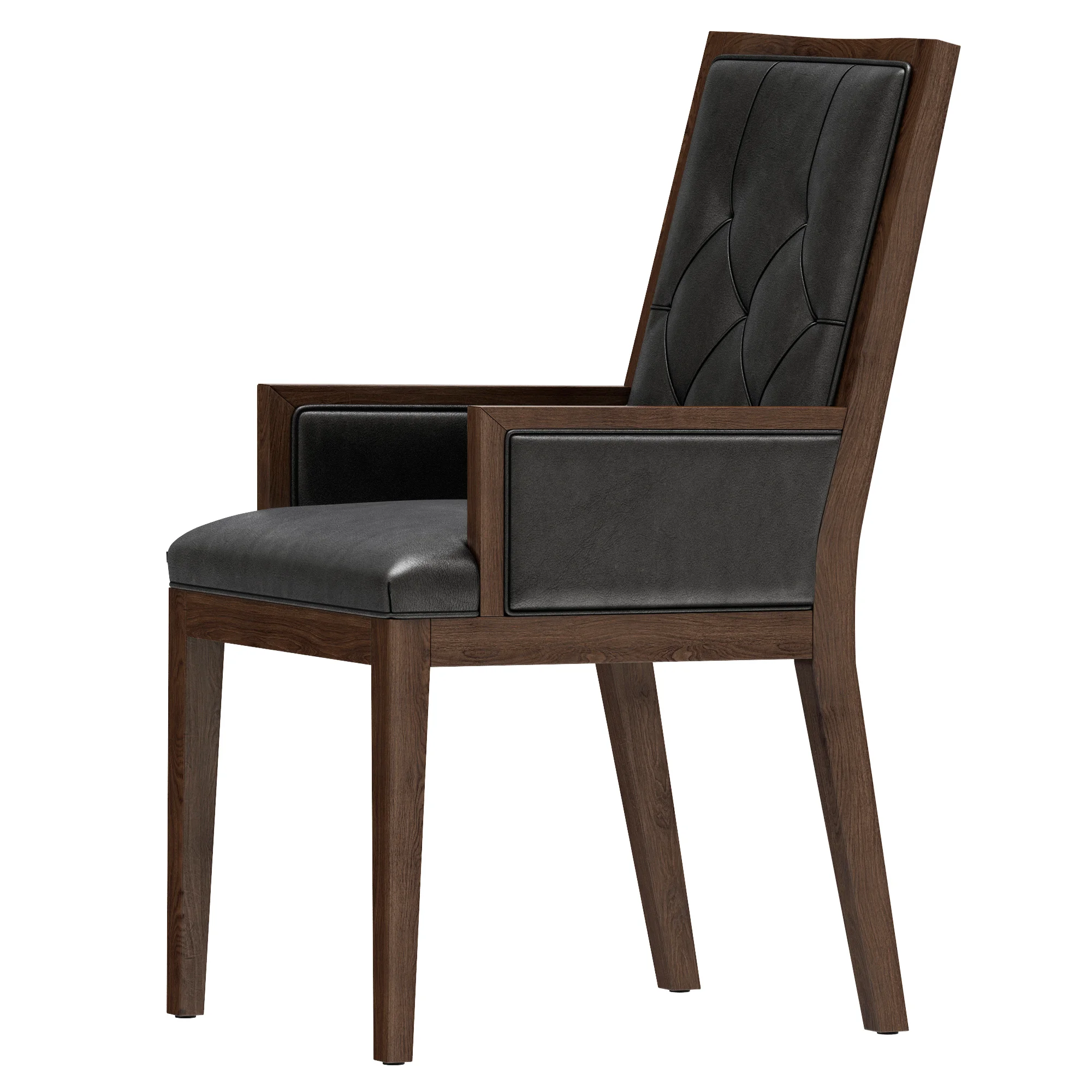 Restoration Hardware French Contemporary Tufted Square Leather Closed Armchair — 3D model preview 2