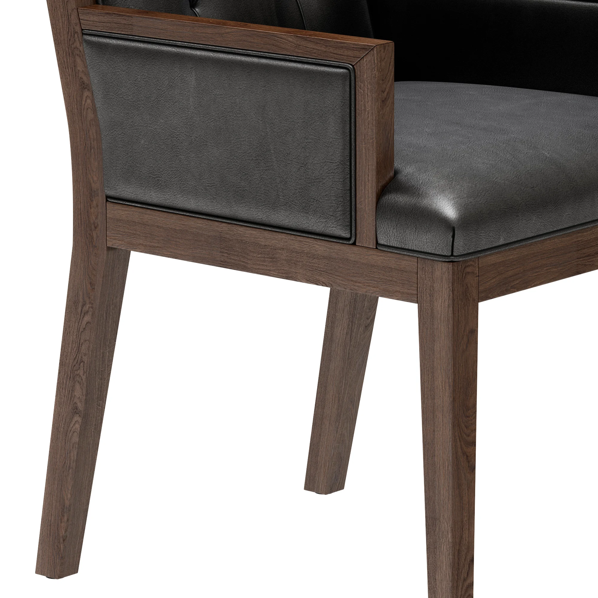 Restoration Hardware French Contemporary Tufted Square Leather Closed Armchair — 3D model preview 5