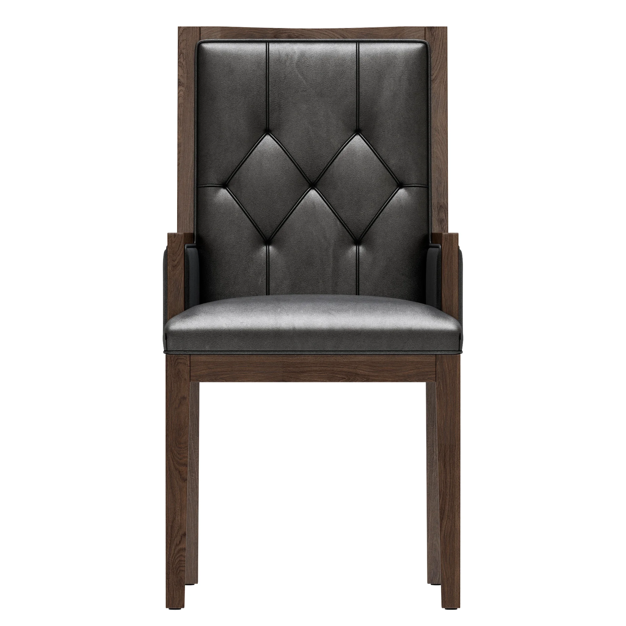 Restoration Hardware French Contemporary Tufted Square Leather Closed Armchair — 3D model preview 6