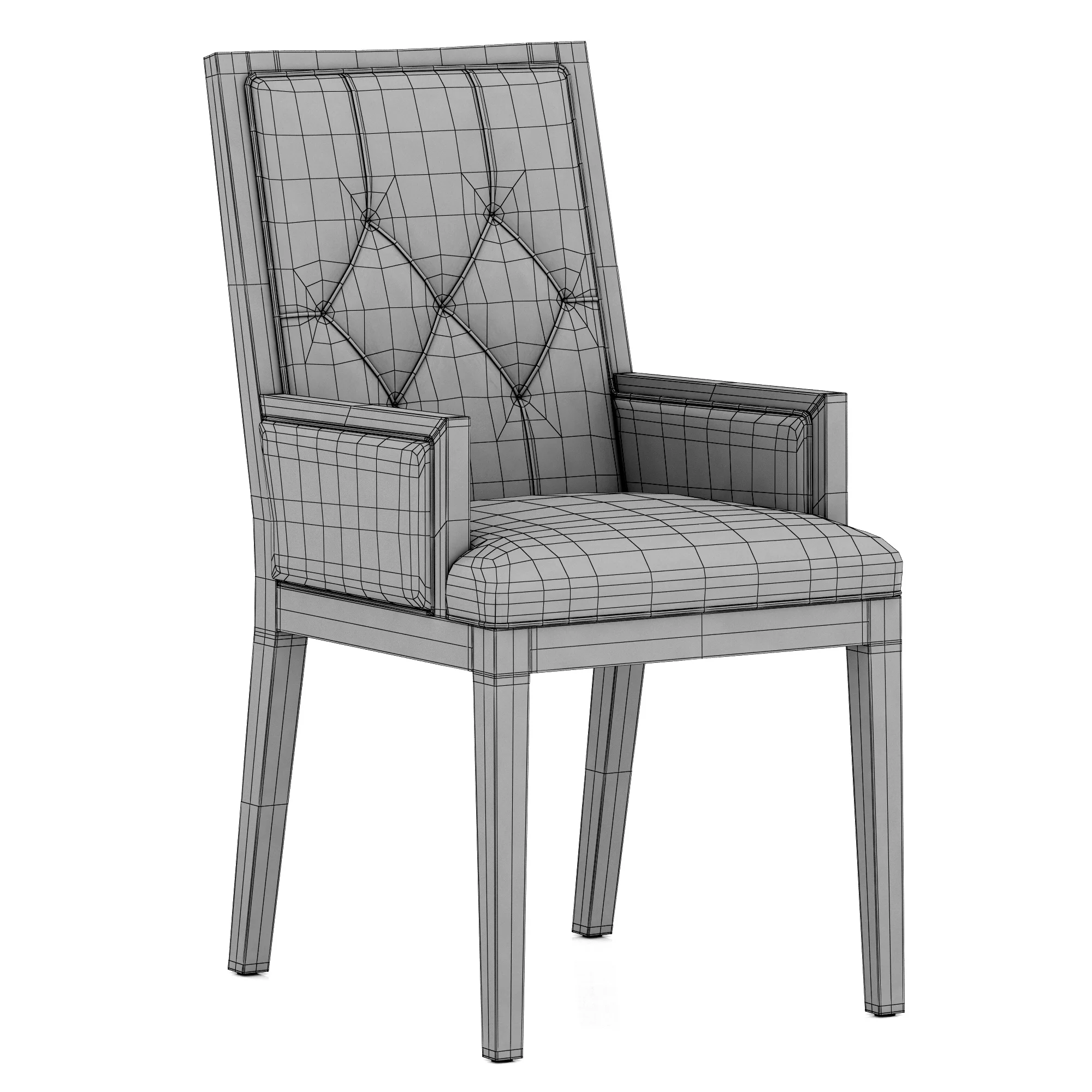 Restoration Hardware French Contemporary Tufted Square Leather Closed Armchair — 3D model preview 7