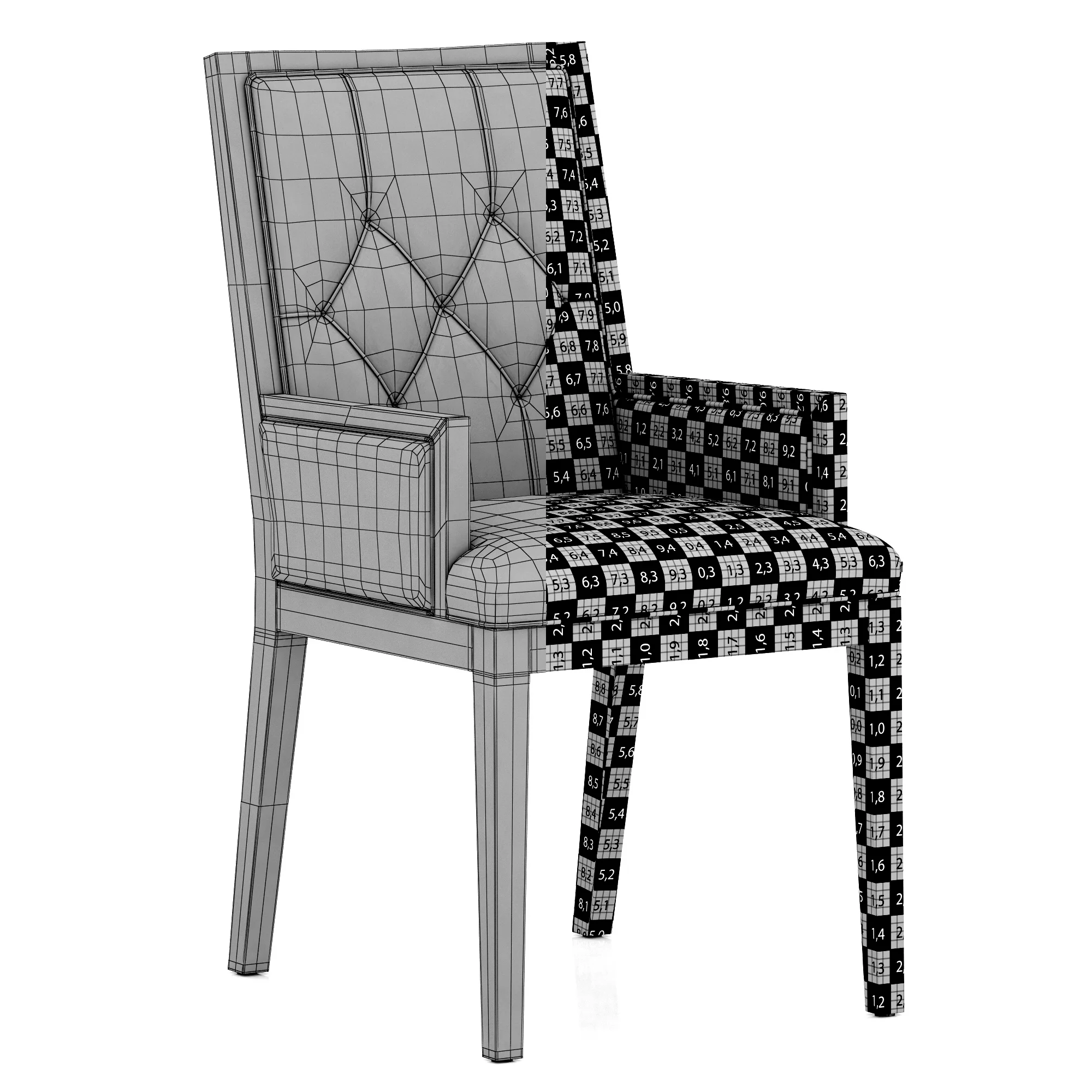Restoration Hardware French Contemporary Tufted Square Leather Closed Armchair — 3D model preview 8