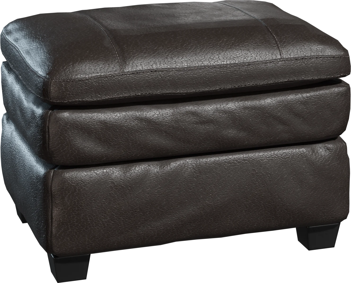 Dark Brown Leather Ottoman