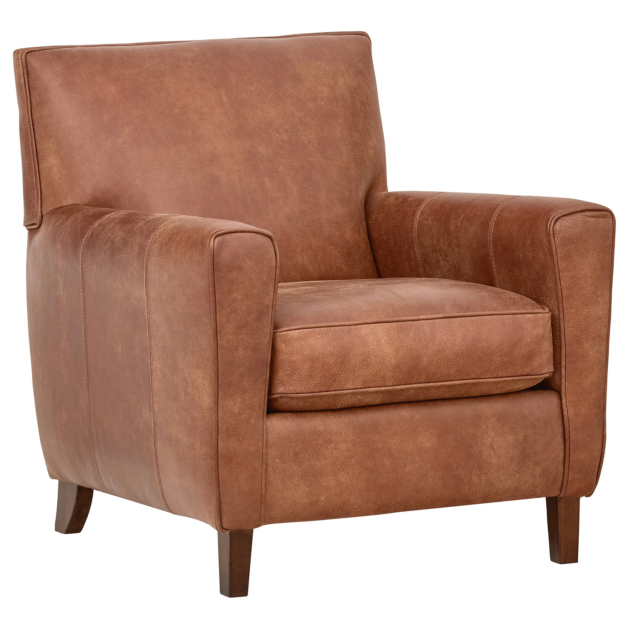 Mid-Century Modern Saddle Brown Leather Armchair