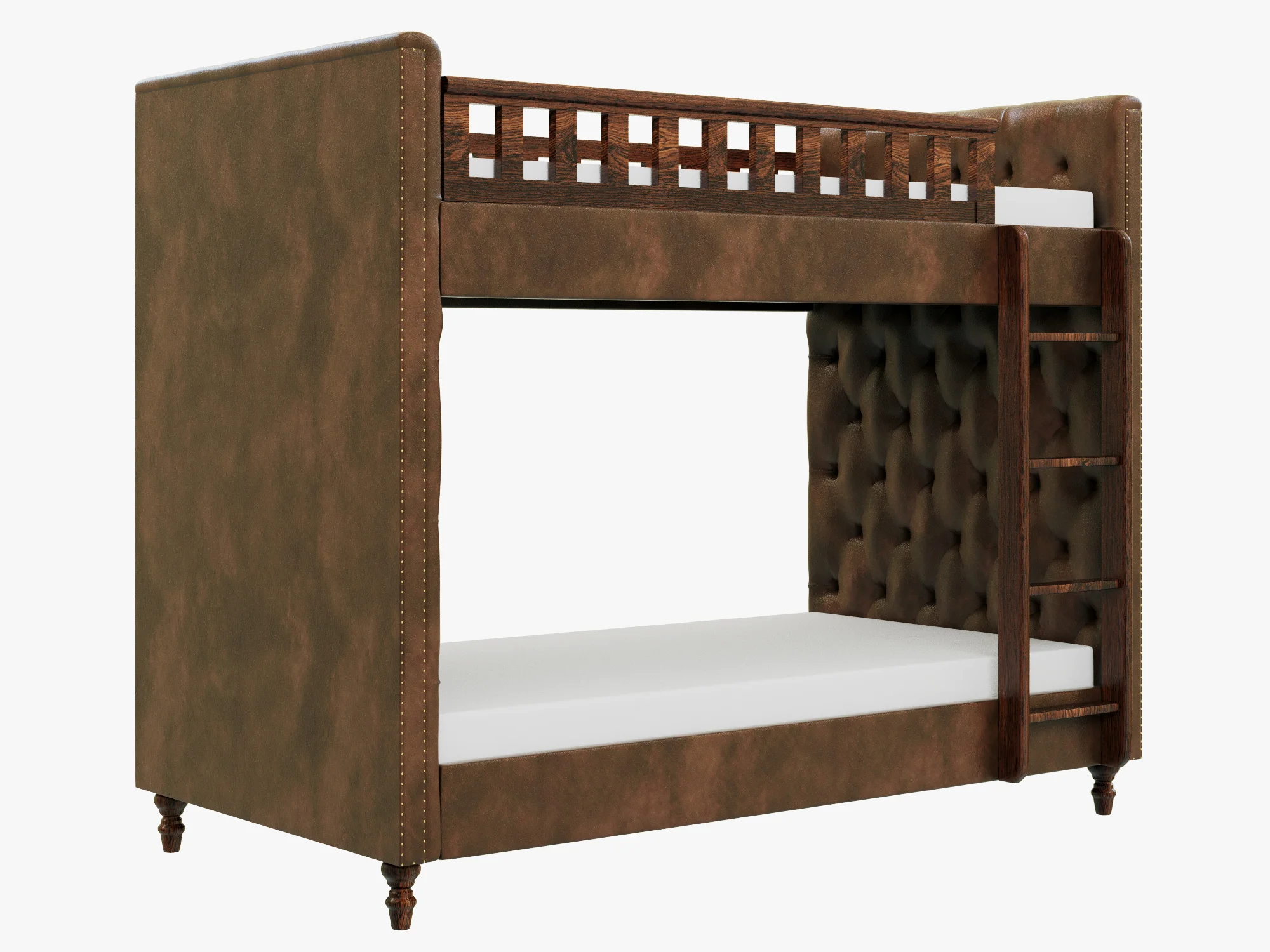 Restoration Hardware Chesterfield Leather Bunk Bed — 3D model preview 1