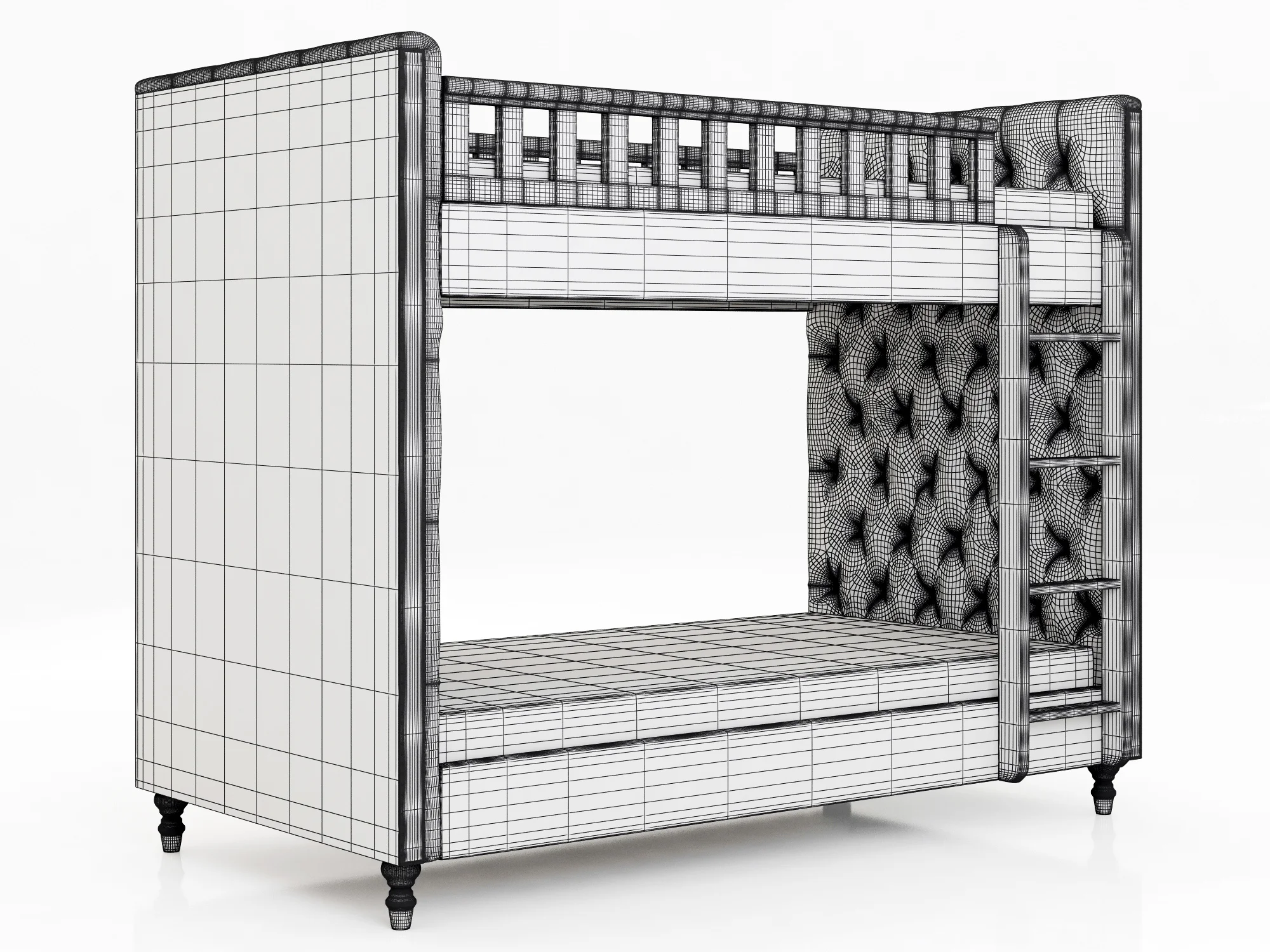 Restoration Hardware Chesterfield Leather Bunk Bed — 3D model preview 6
