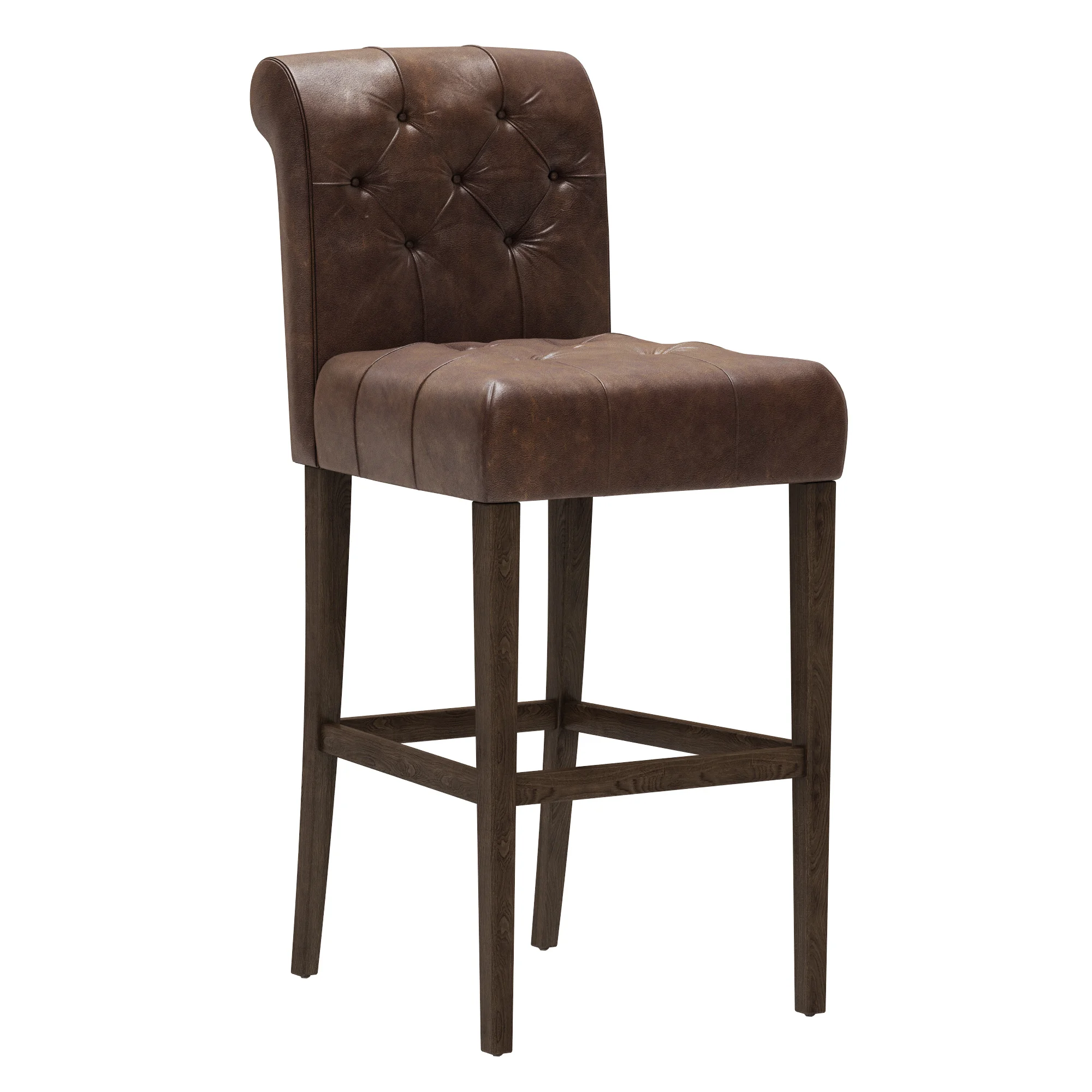 Restoration Hardware Bennett Roll Back Leather Stool — 3D model preview 1