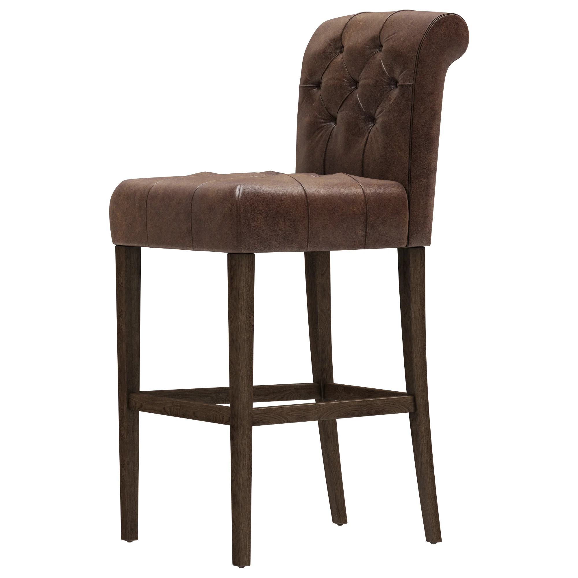 Restoration Hardware Bennett Roll Back Leather Stool — 3D model preview 3