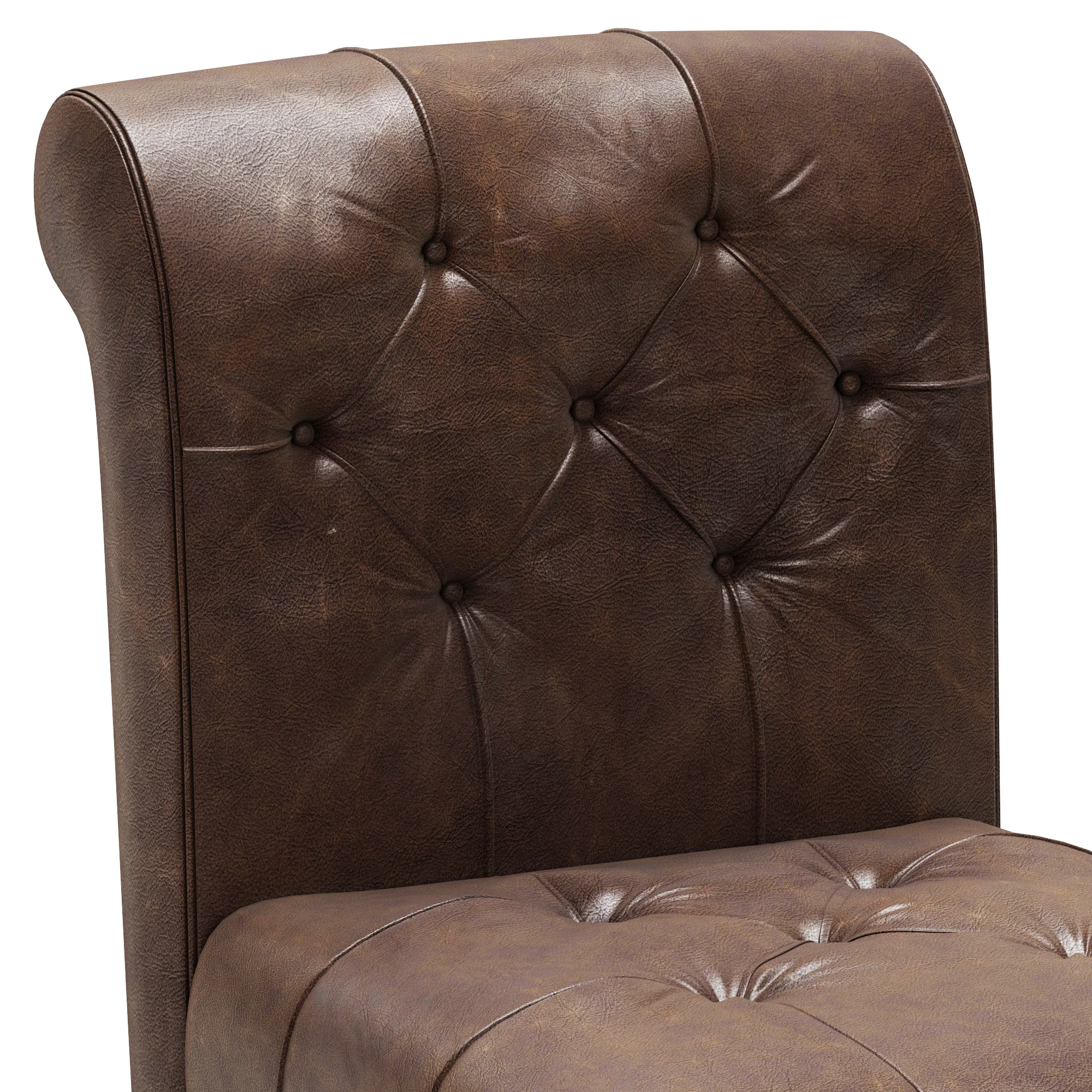 Restoration Hardware Bennett Roll Back Leather Stool — 3D model preview 4