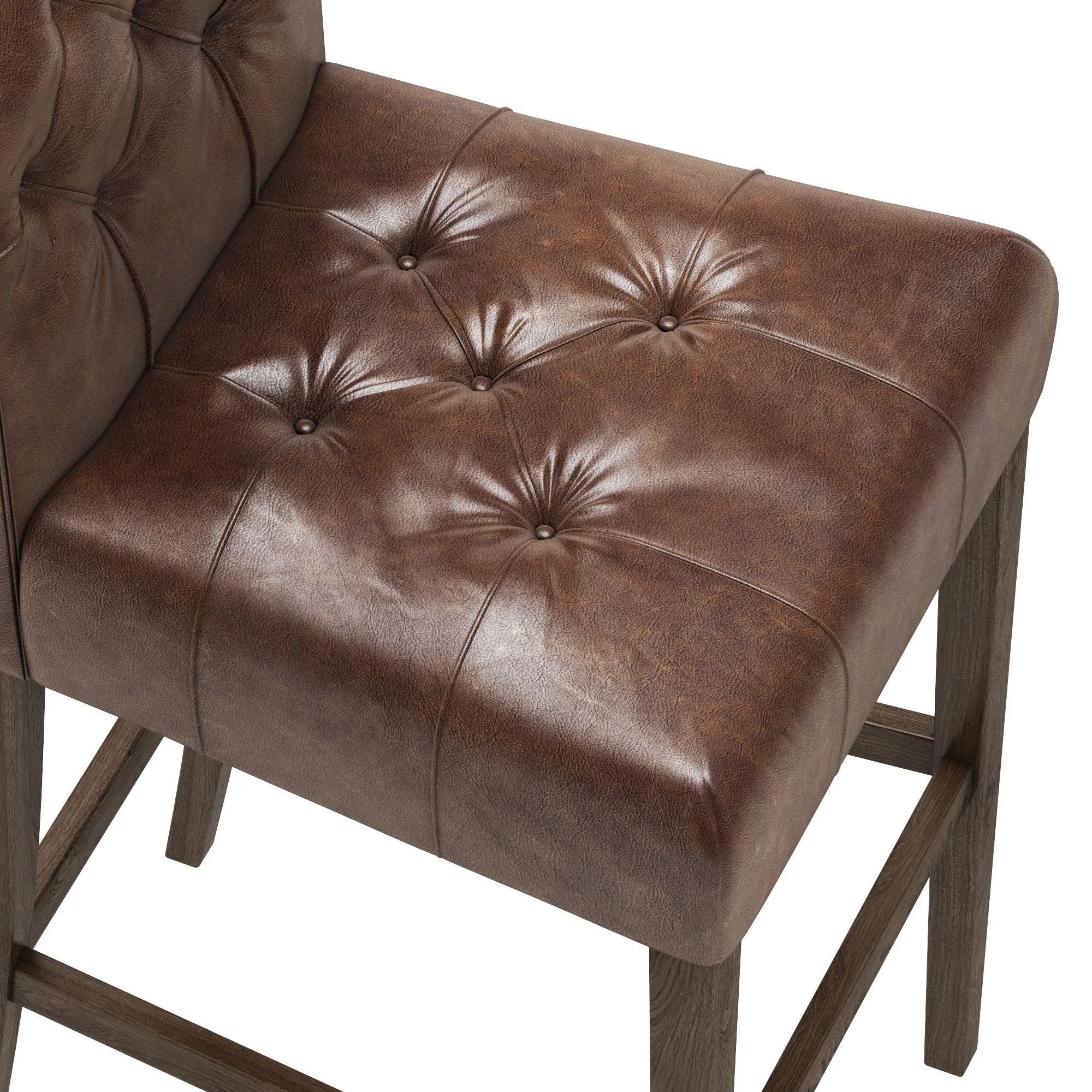 Restoration Hardware Bennett Roll Back Leather Stool — 3D model preview 6