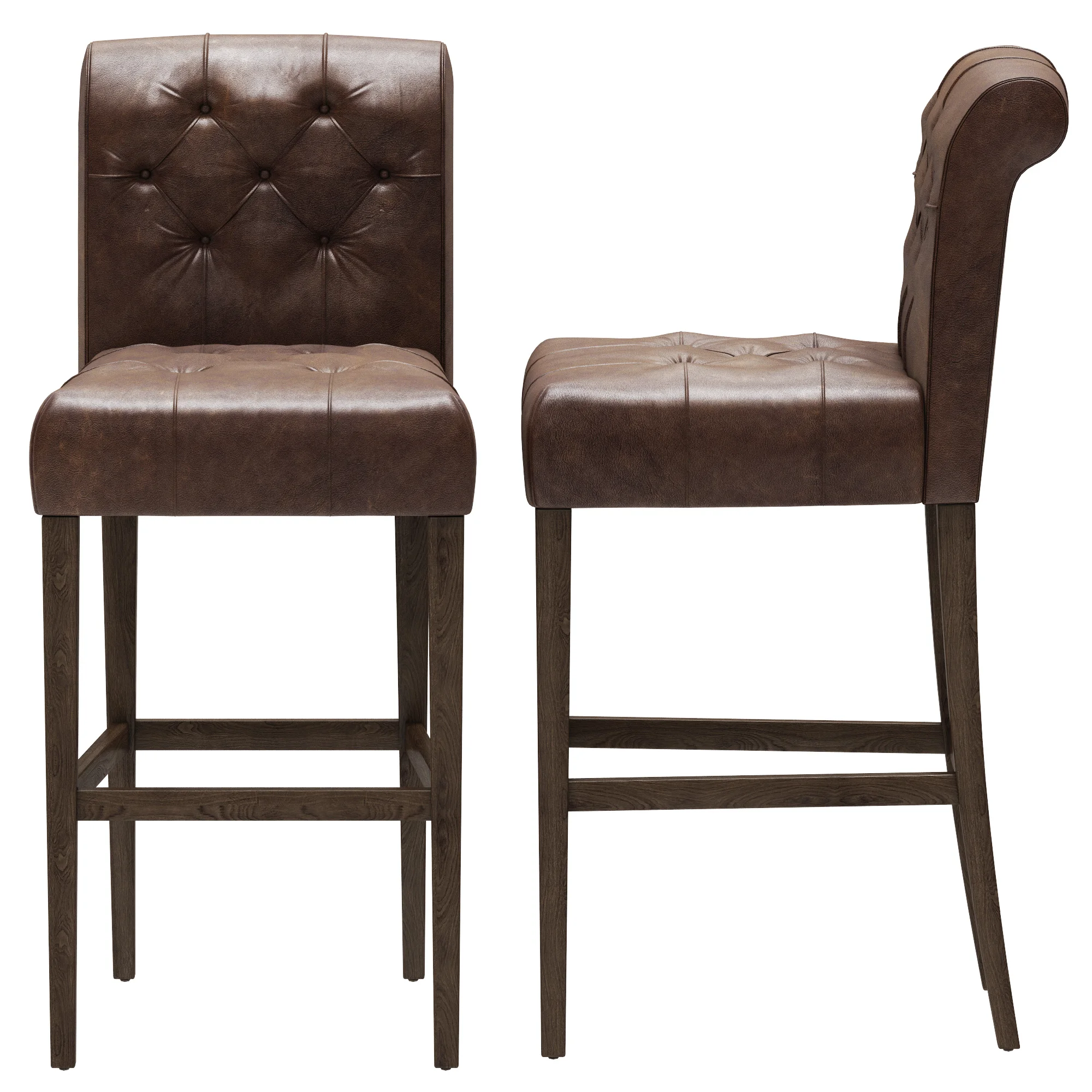 Restoration Hardware Bennett Roll Back Leather Stool — 3D model preview 7