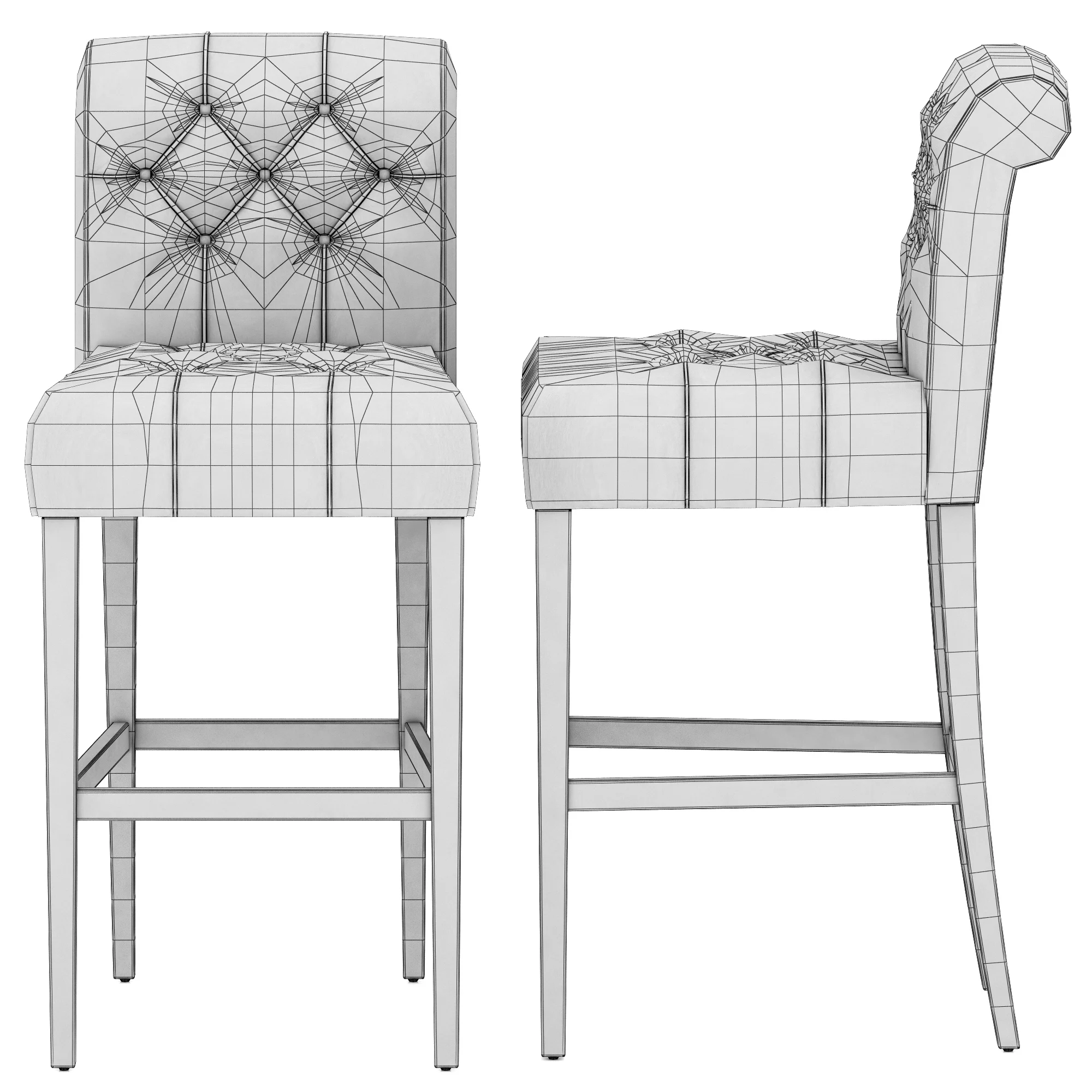Restoration Hardware Bennett Roll Back Leather Stool — 3D model preview 8