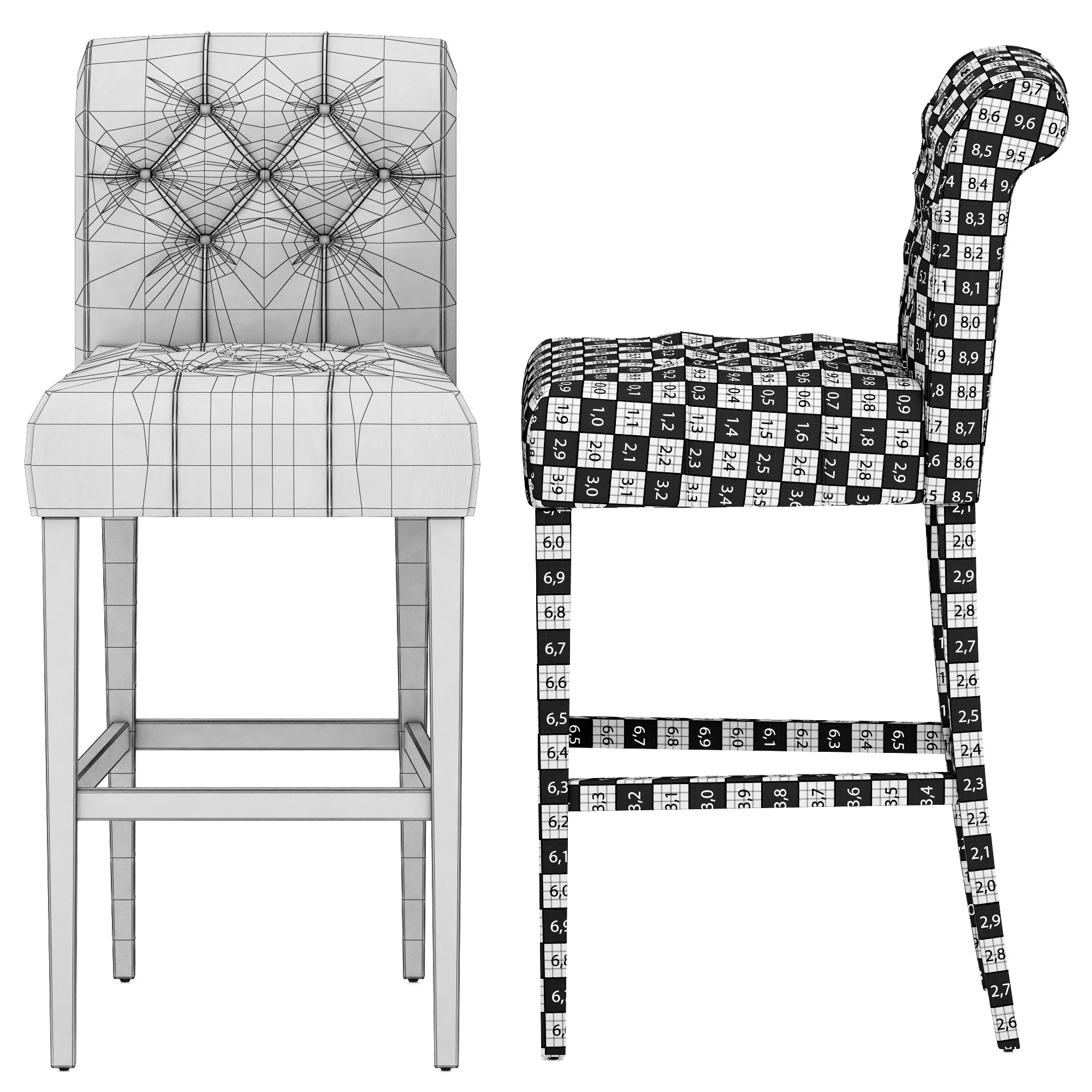 Restoration Hardware Bennett Roll Back Leather Stool — 3D model preview 9