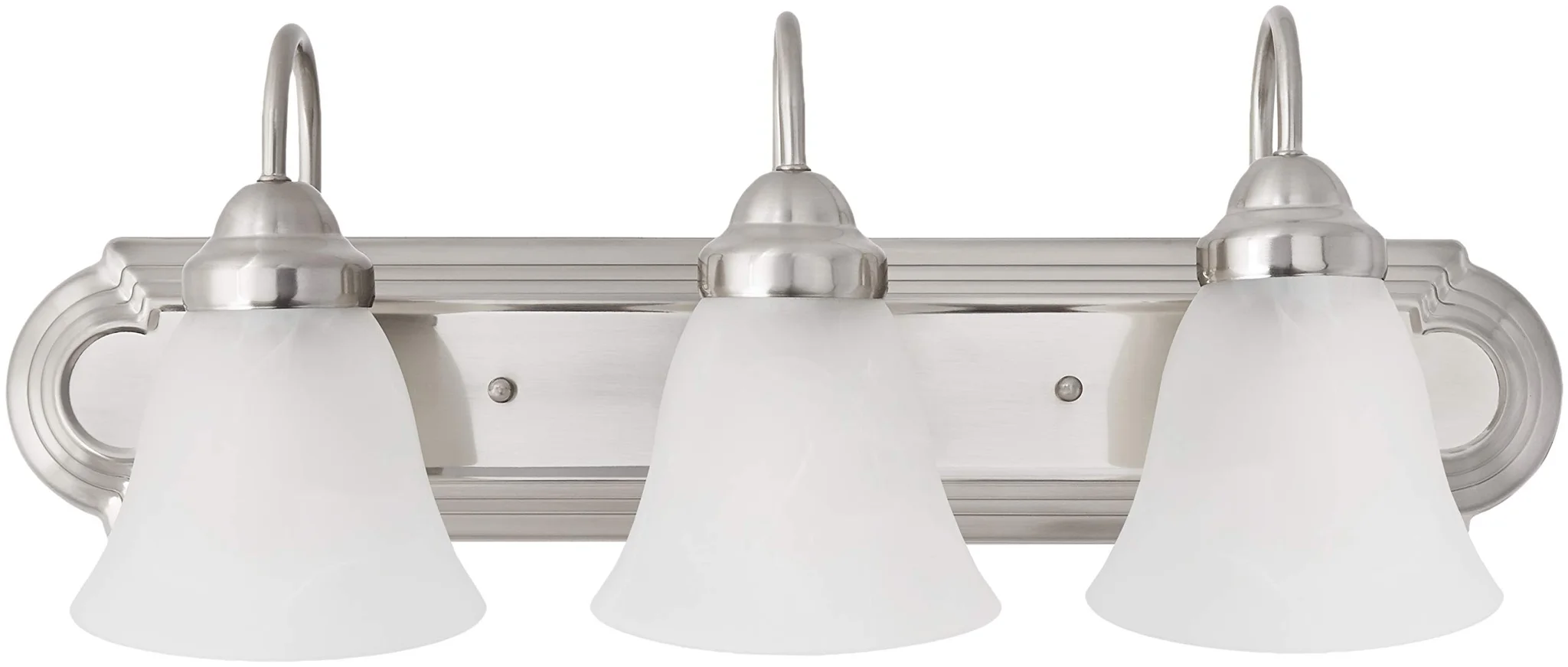 Brushed Nickel 3-Light Vanity Bar Light Fixture with Alabaster Glass Shades