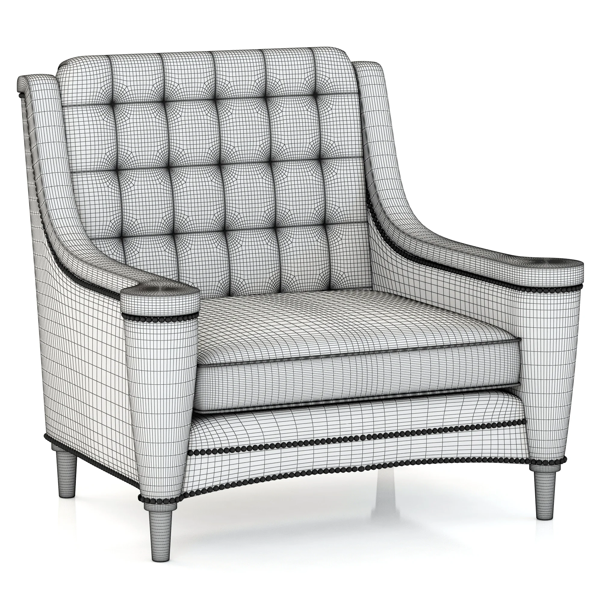 Francesco Molon ARMCHAIR WITH CARVING P521 — 3D model preview 2