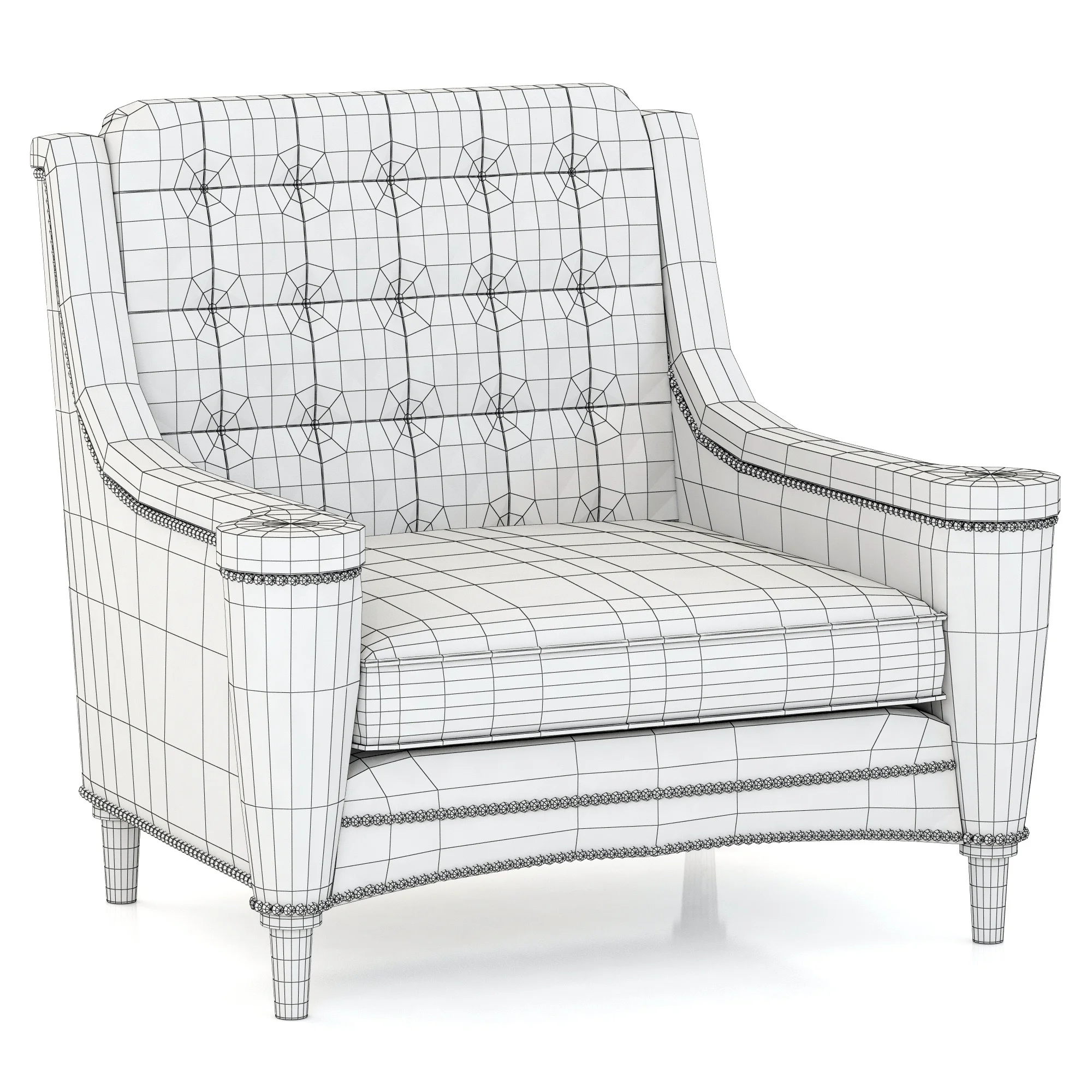 Francesco Molon ARMCHAIR WITH CARVING P521 — 3D model preview 3