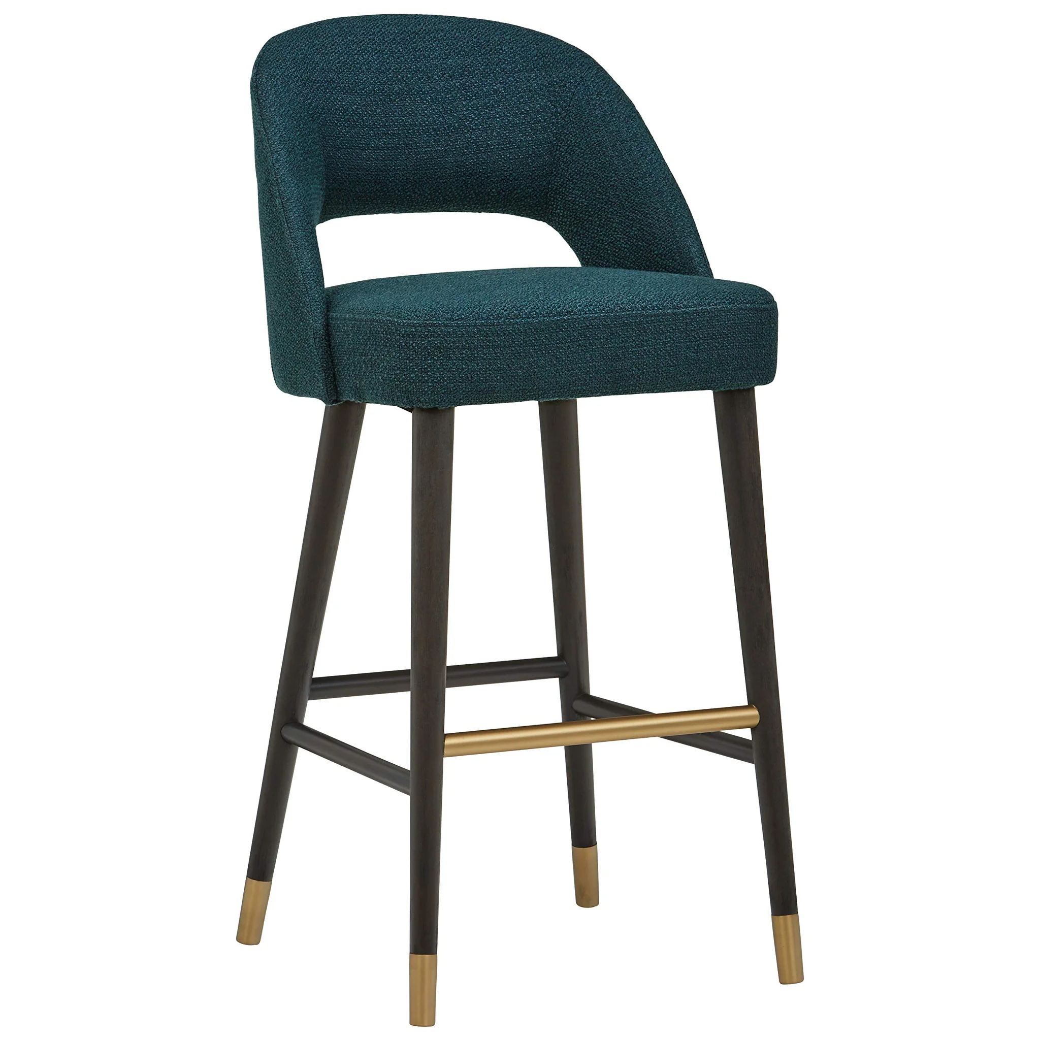 Contemporary Upholstered Bar Stool with Gold Accents